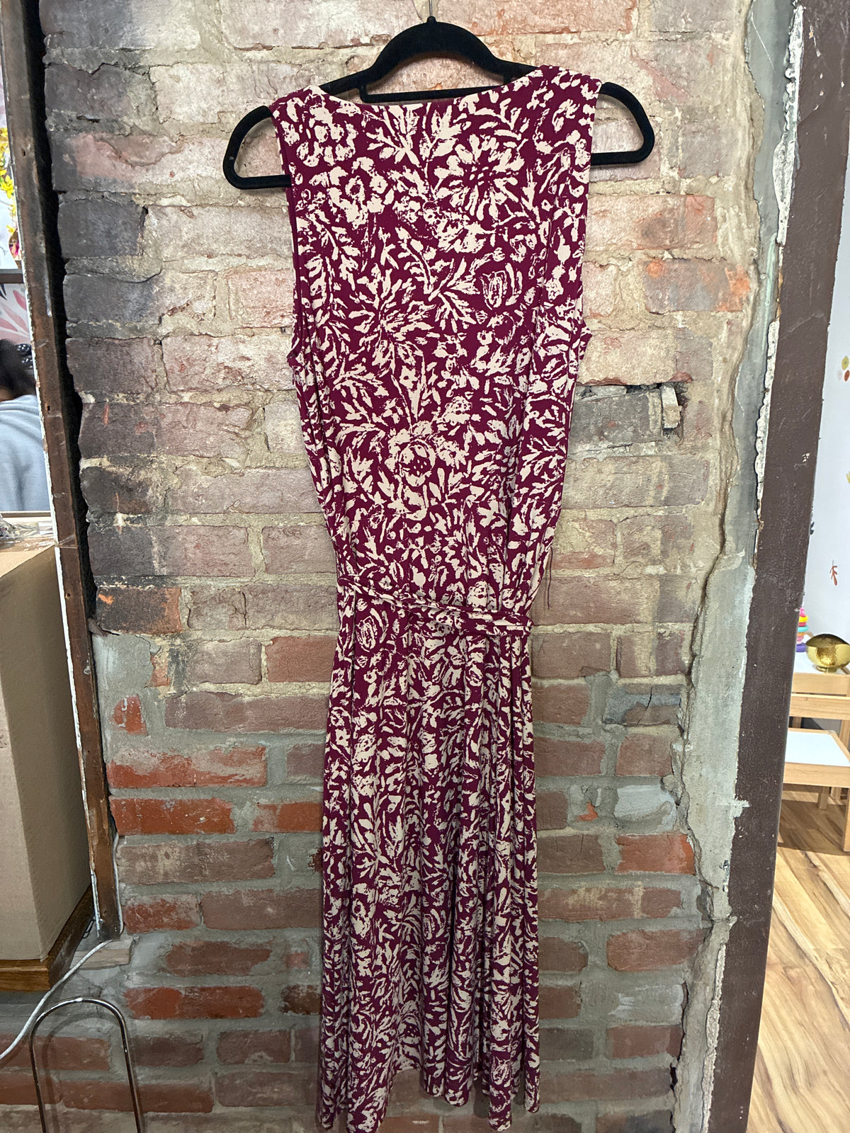 Burgundy and Cream Faux Wrap Dress Six Sisters Boutique-NULU Burgundy and Cream Faux Wrap Dress Six Sisters Boutique-NULU