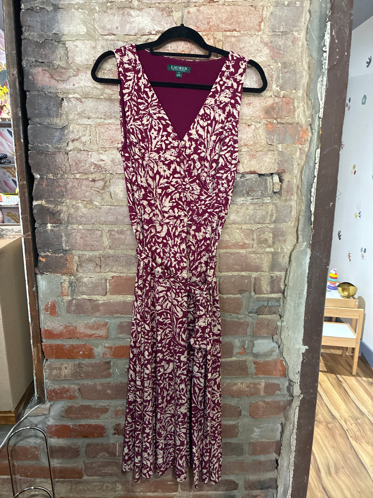 Burgundy and Cream Faux Wrap Dress – Six Sisters Boutique-NULU
