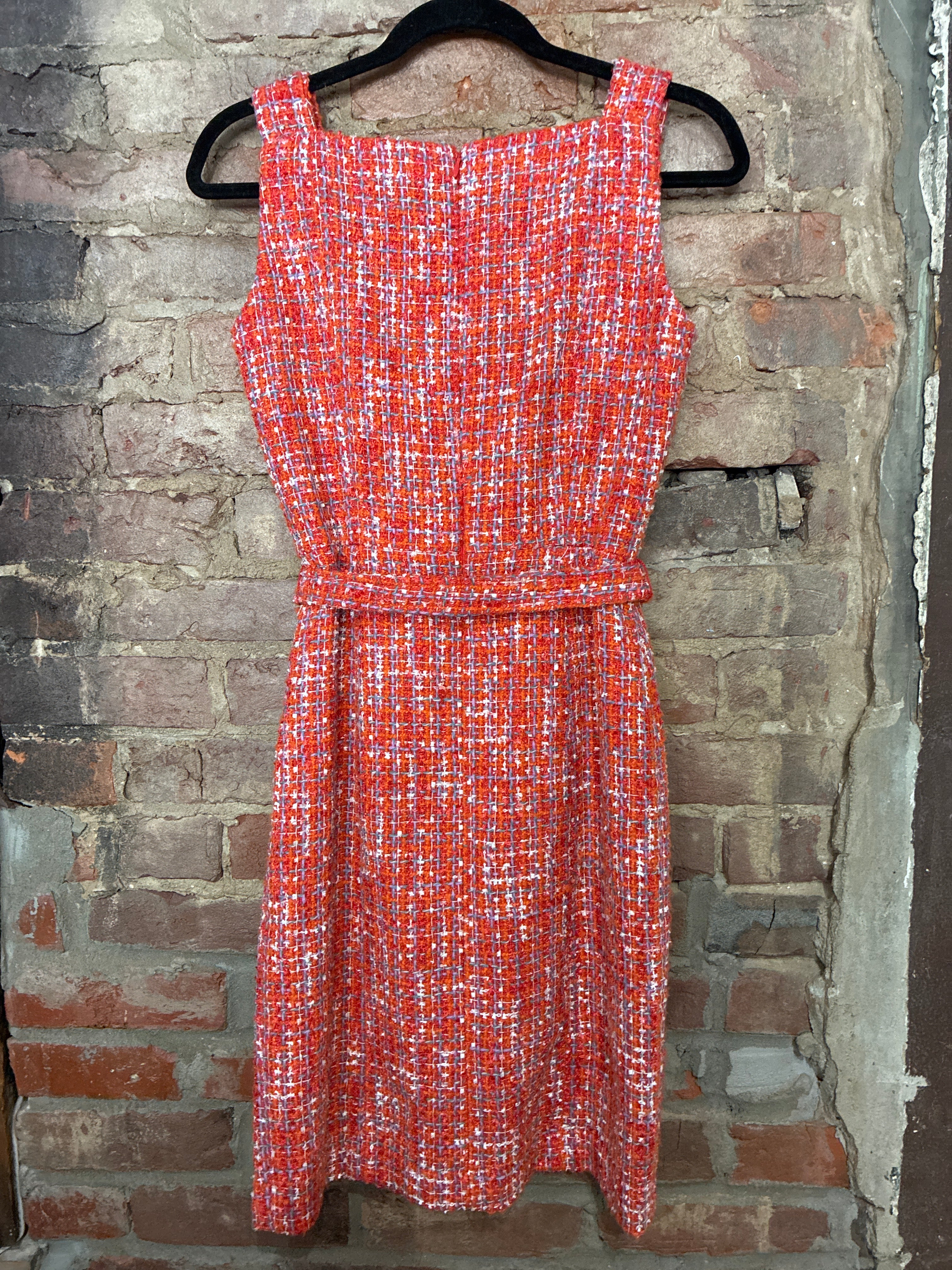 Ann Taylor Orange Tweed Belted Dress