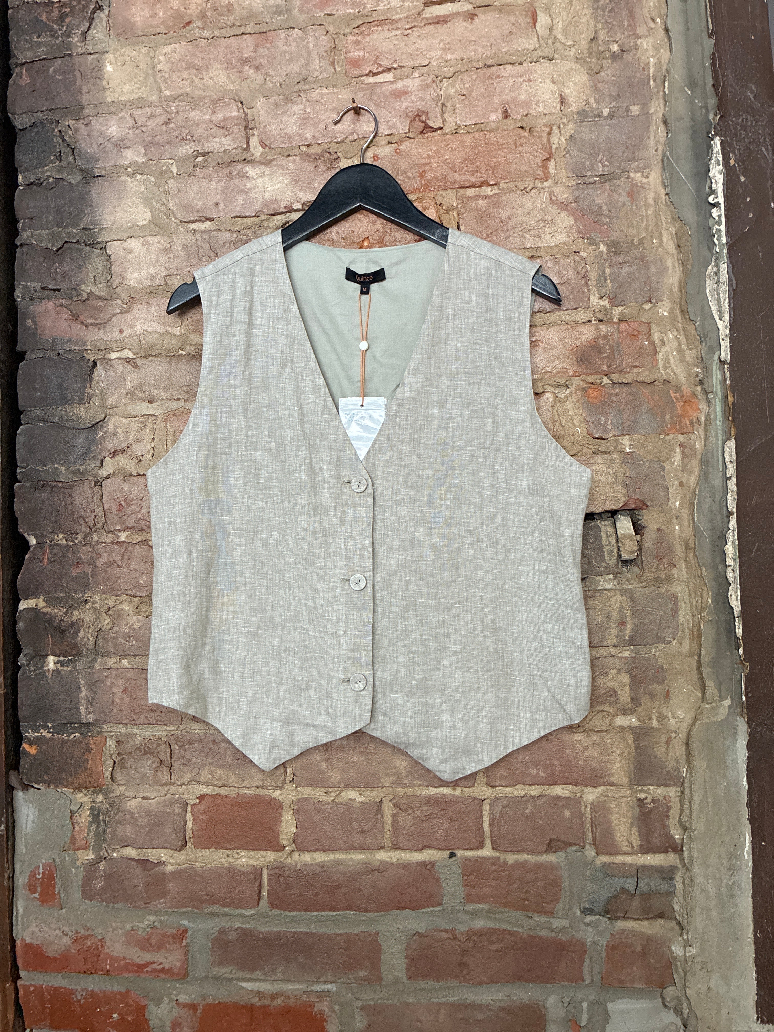 Quince Tan Linen Vest