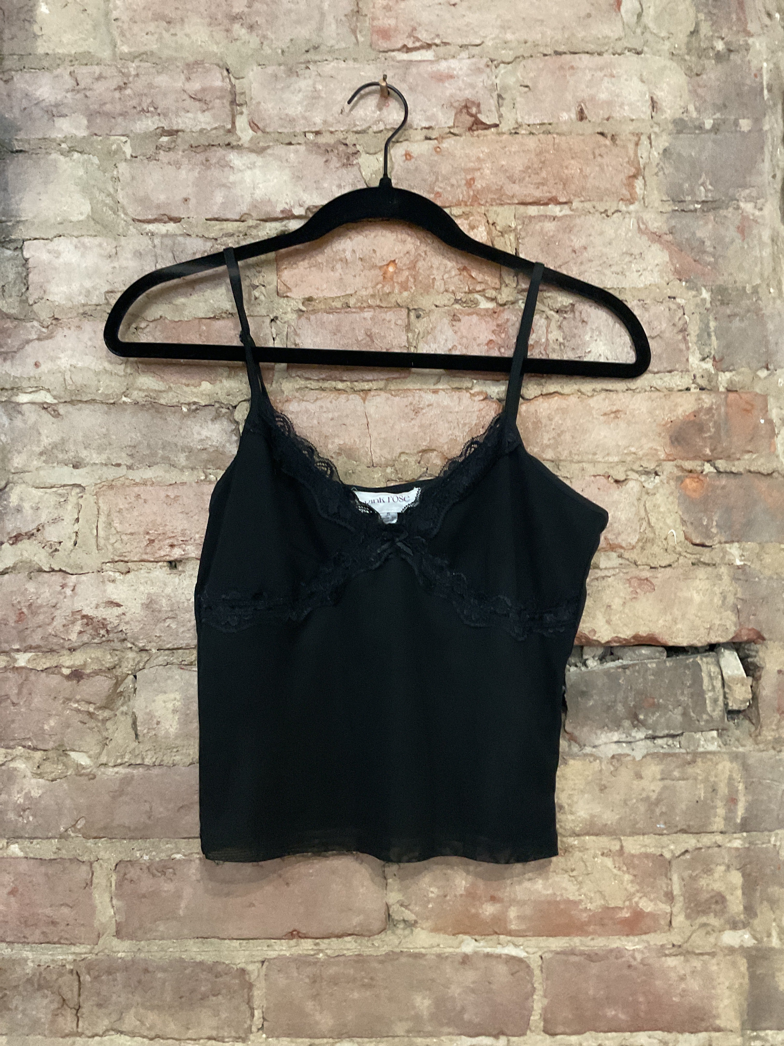 Black Lace Trim Tank Top