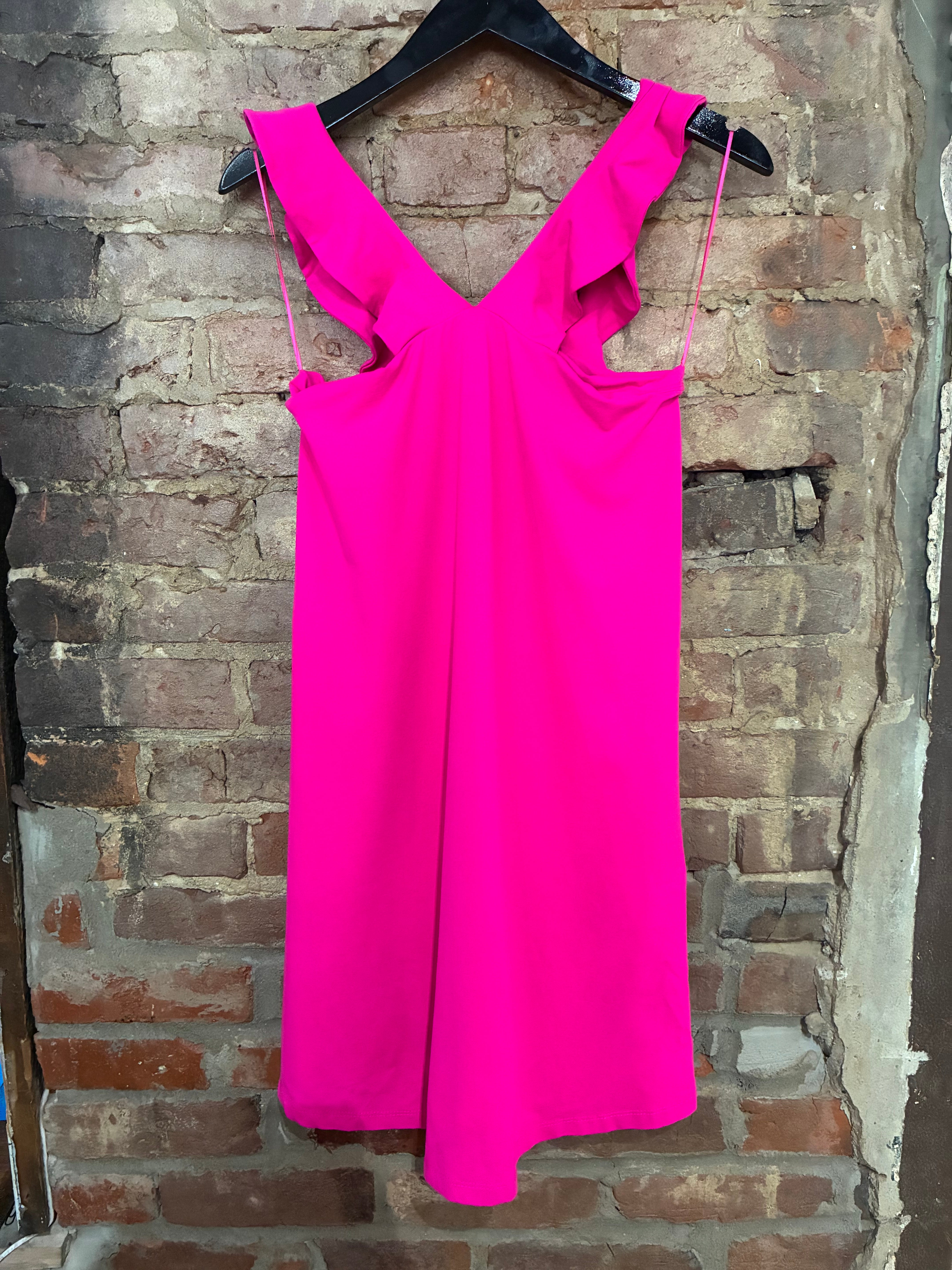 Hot Pink Ruffle Halter Dress