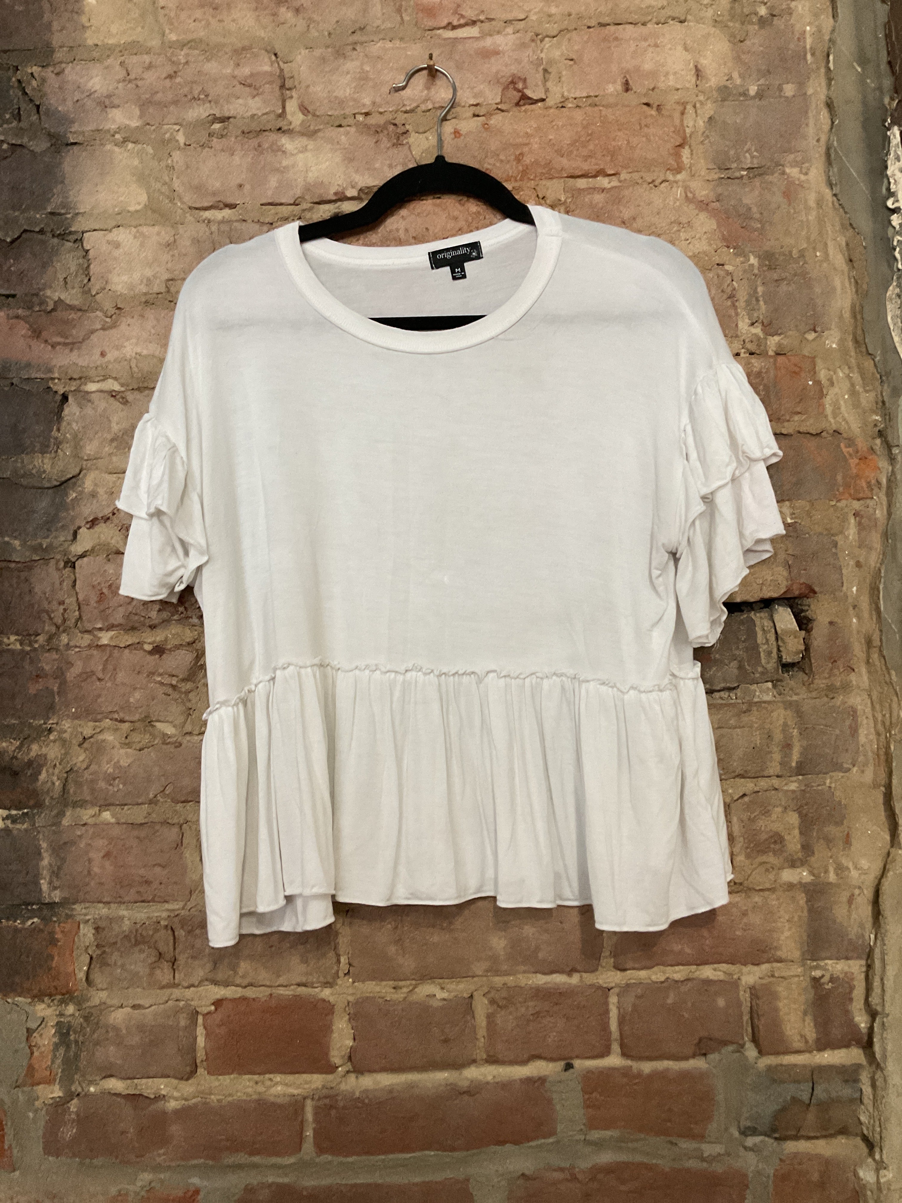 White Peplum Top