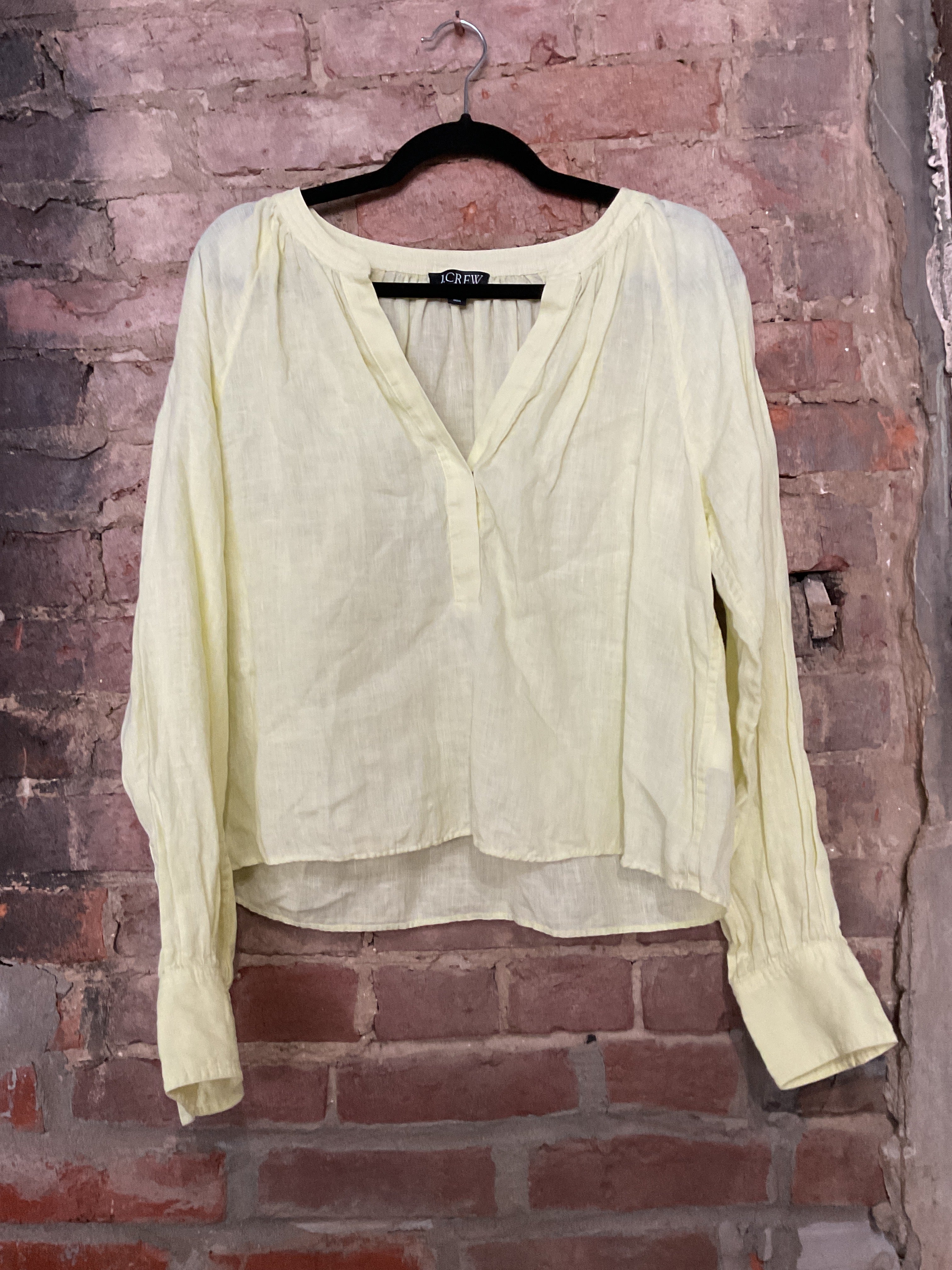 J.Crew Butter Yellow Linen Shirt M