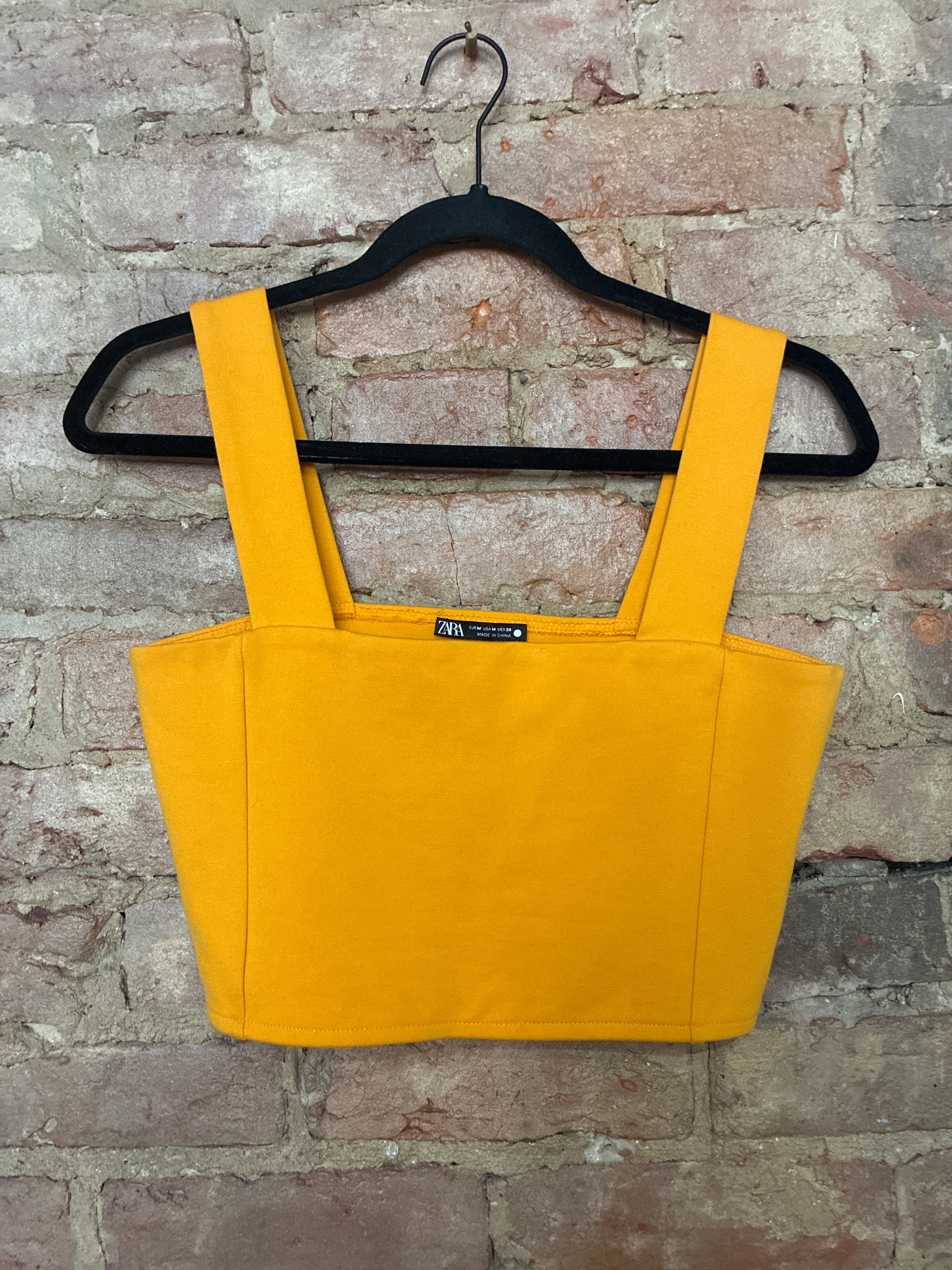 Zara Tangerine Square Neck Crop Tank M