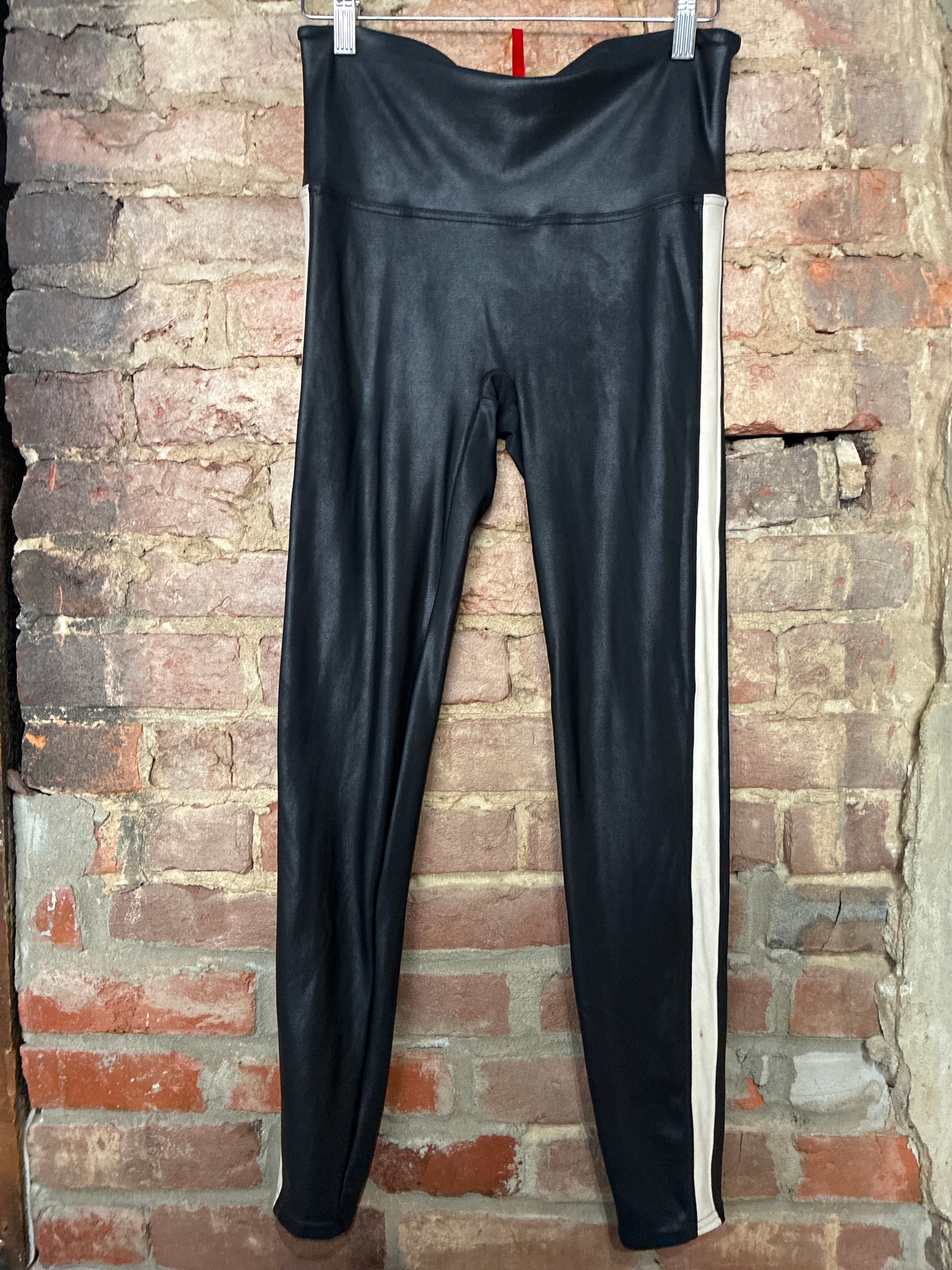Spanx Side Stripe Leather Legging L