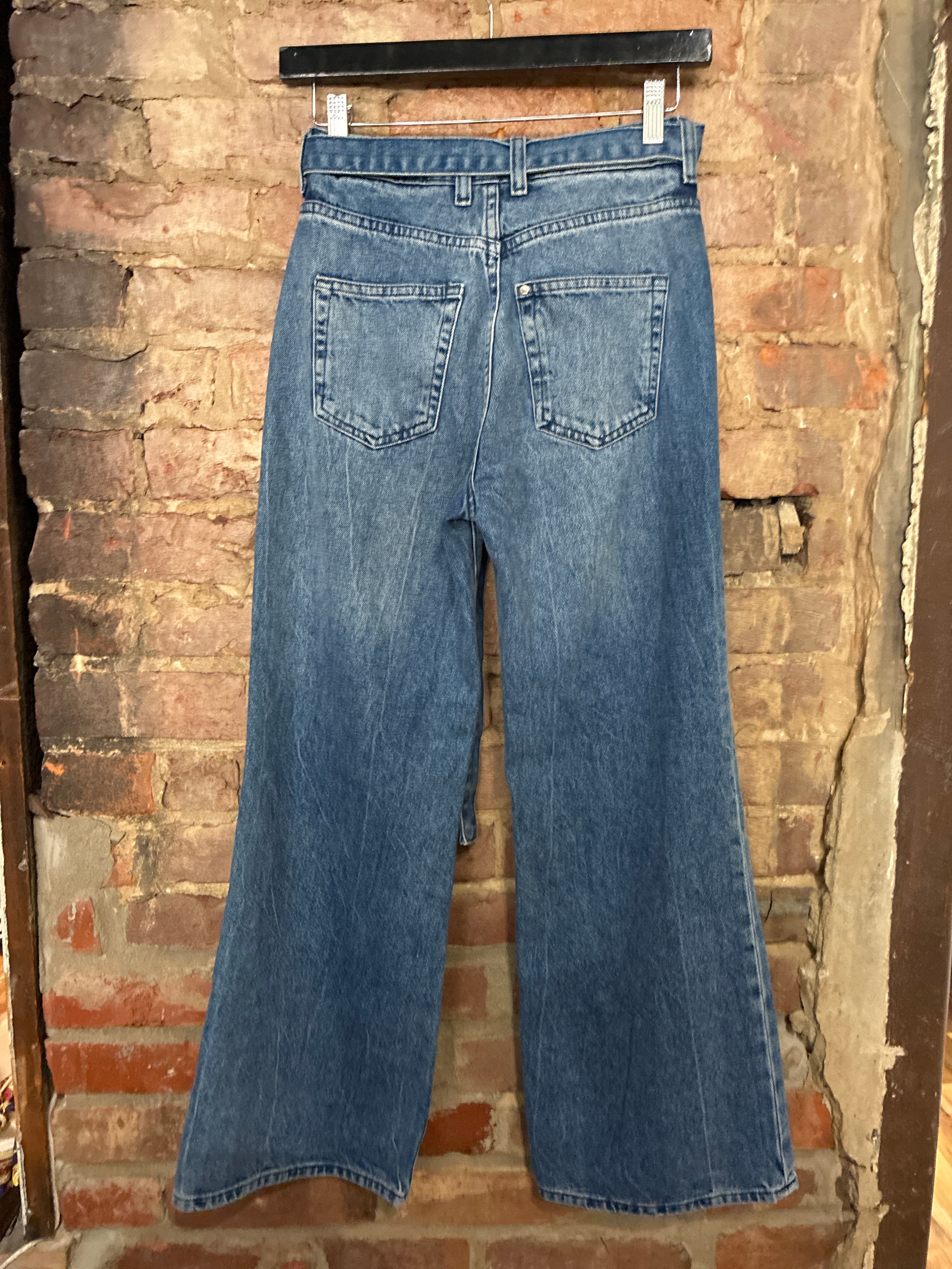 &denim Wide Leg Jeans w/Denim Belt 24