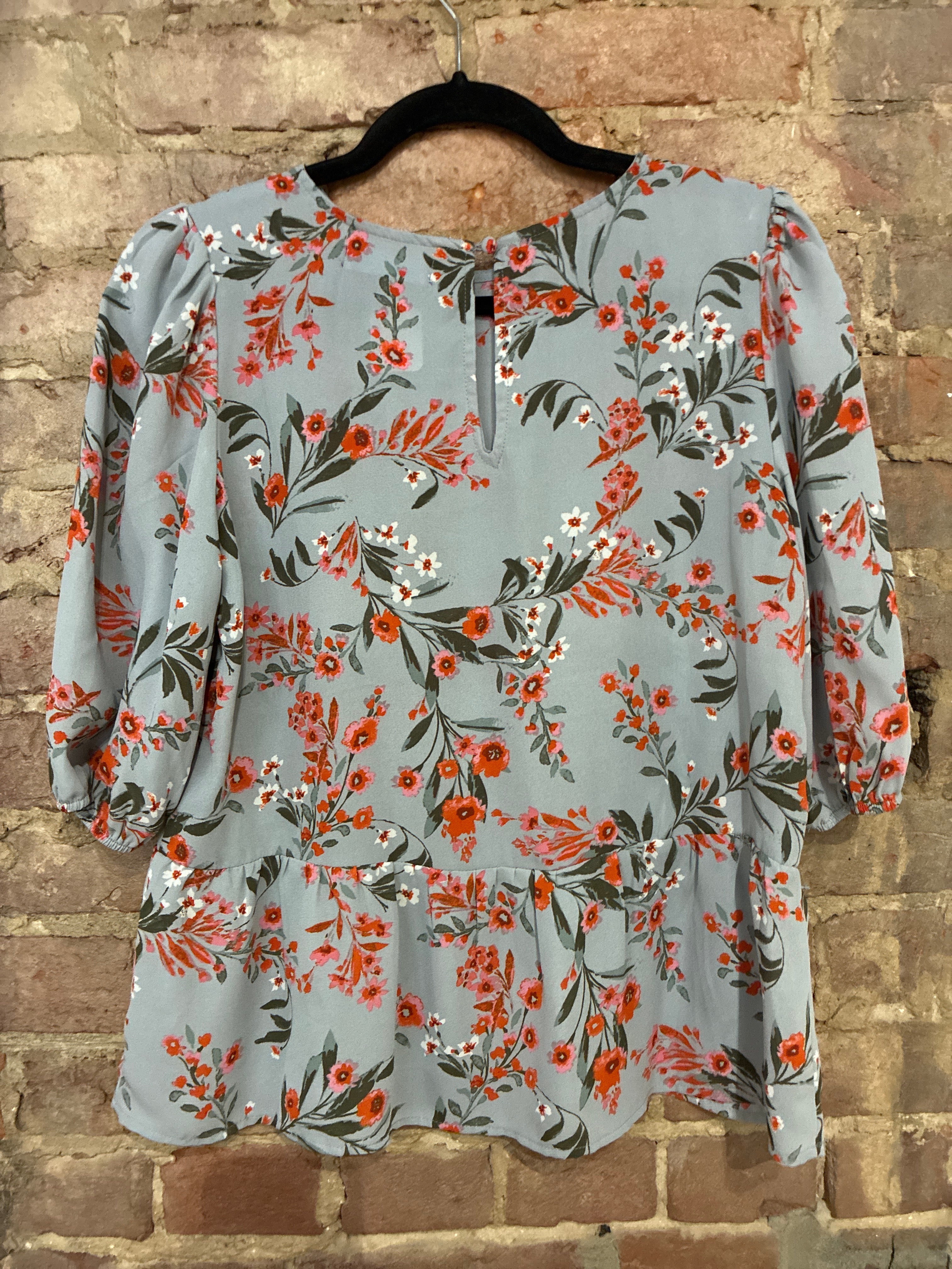 Grey Floral Blouse S