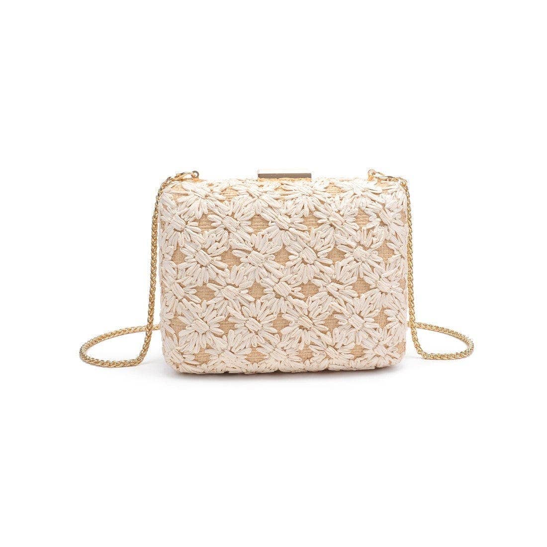 Samantha Floral Straw Clutch