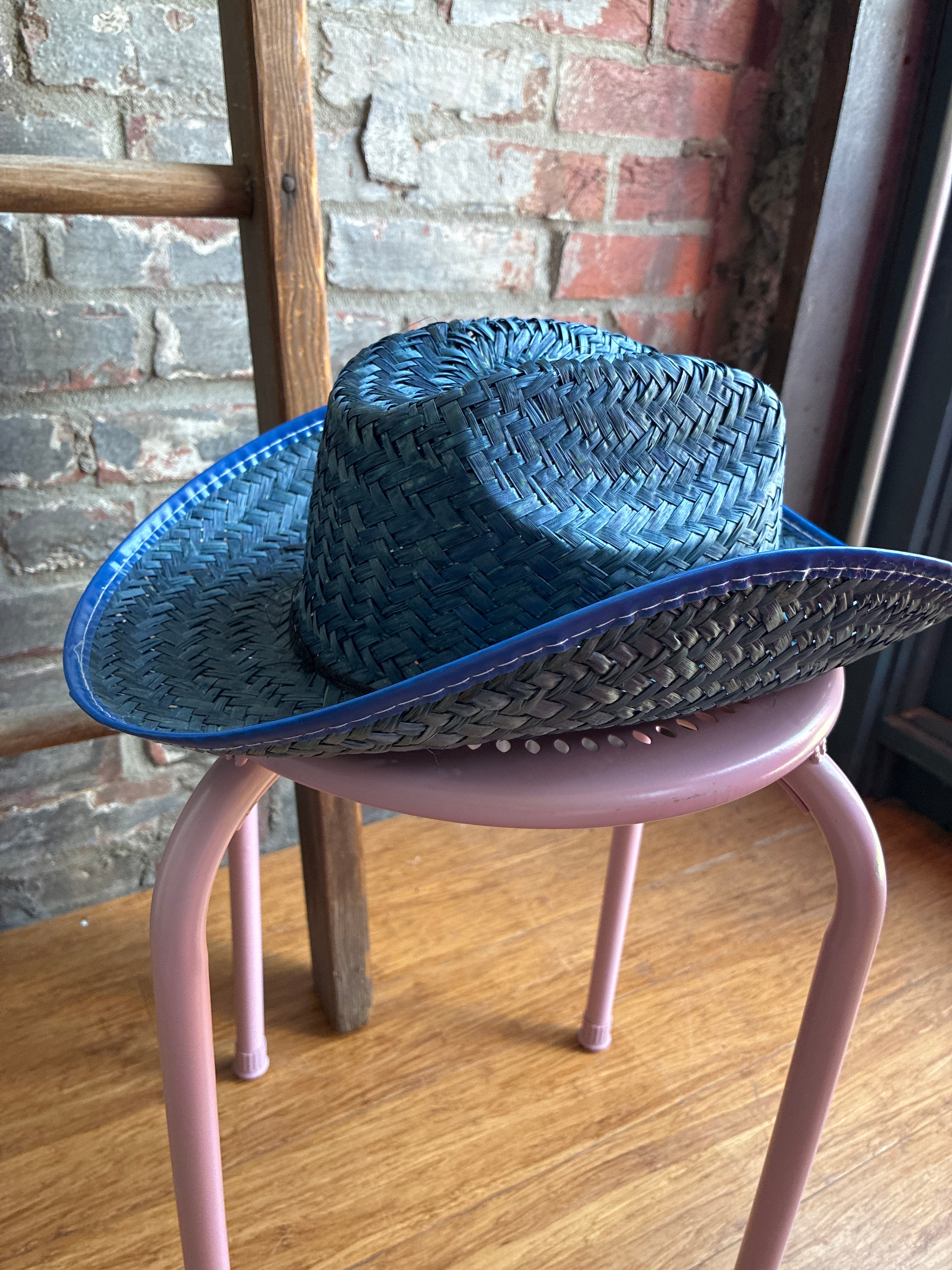 Blue Straw Cowboy Hat