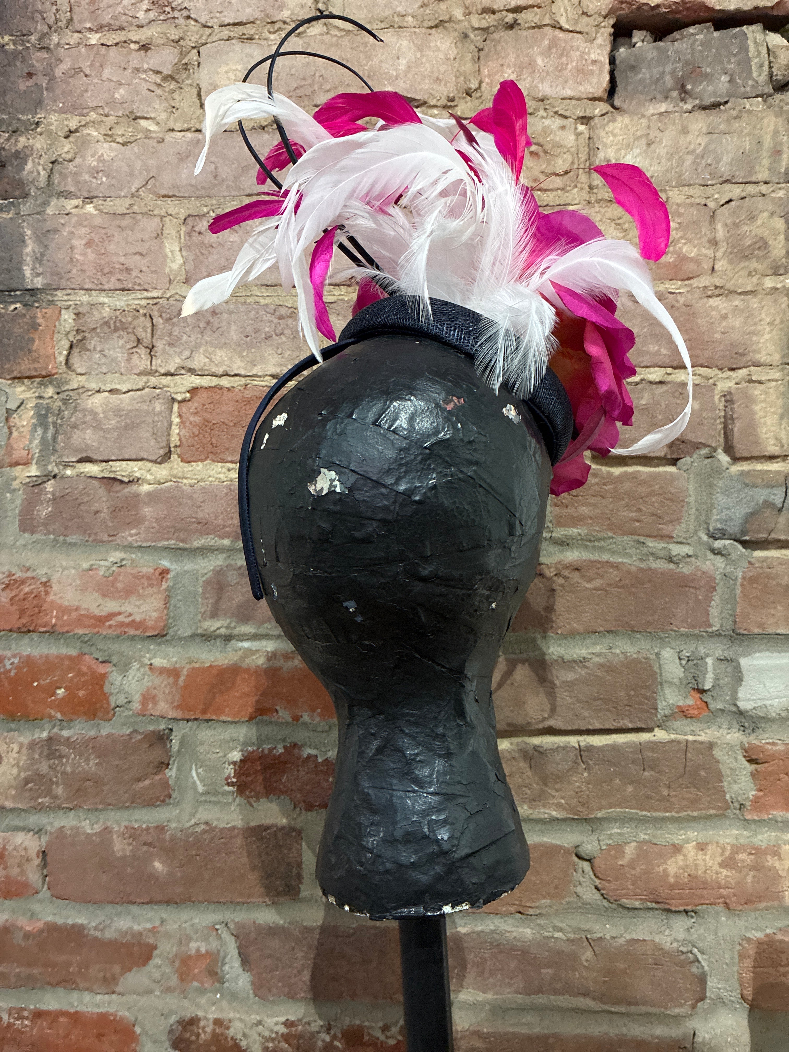 One of a Kind Fucshia and Navy Fascinator