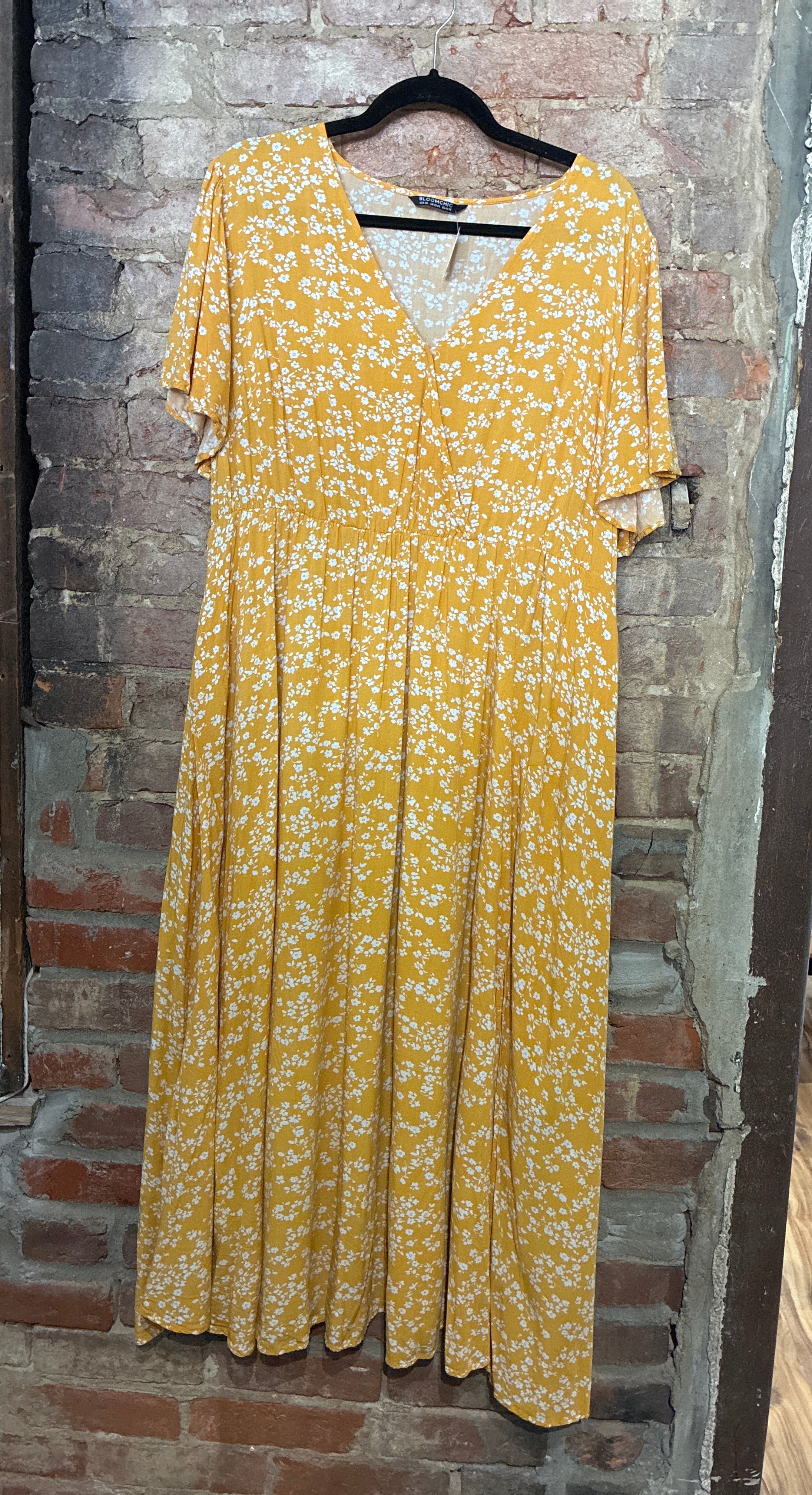 Yellow Floral Midi Dress - 18/20