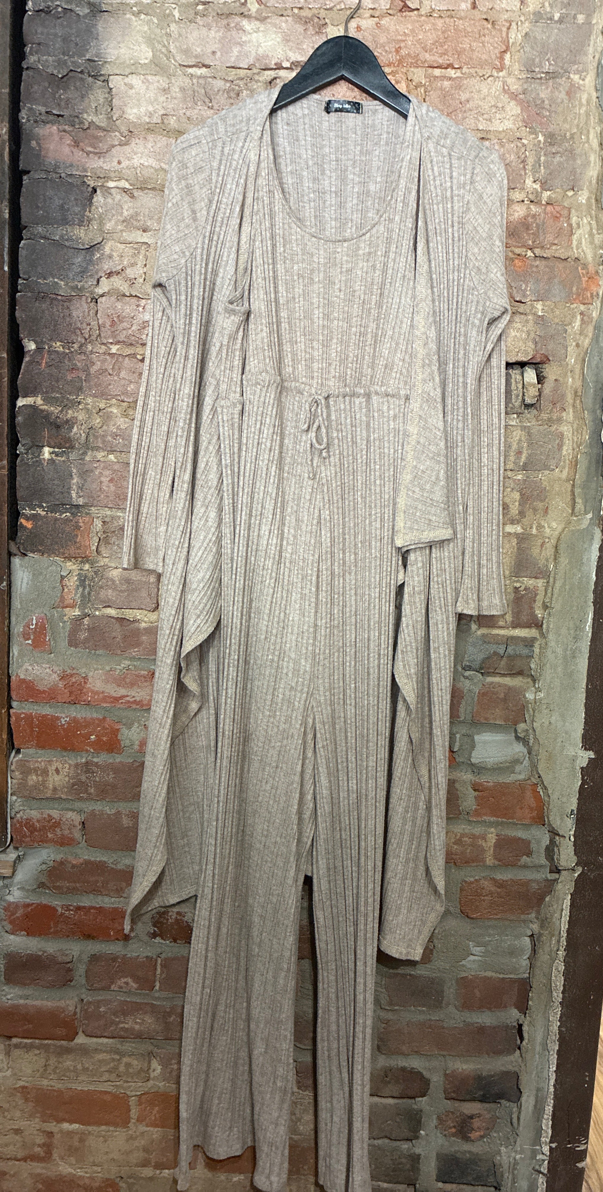 Taupe Jumpsuit & Kimono Set- XL