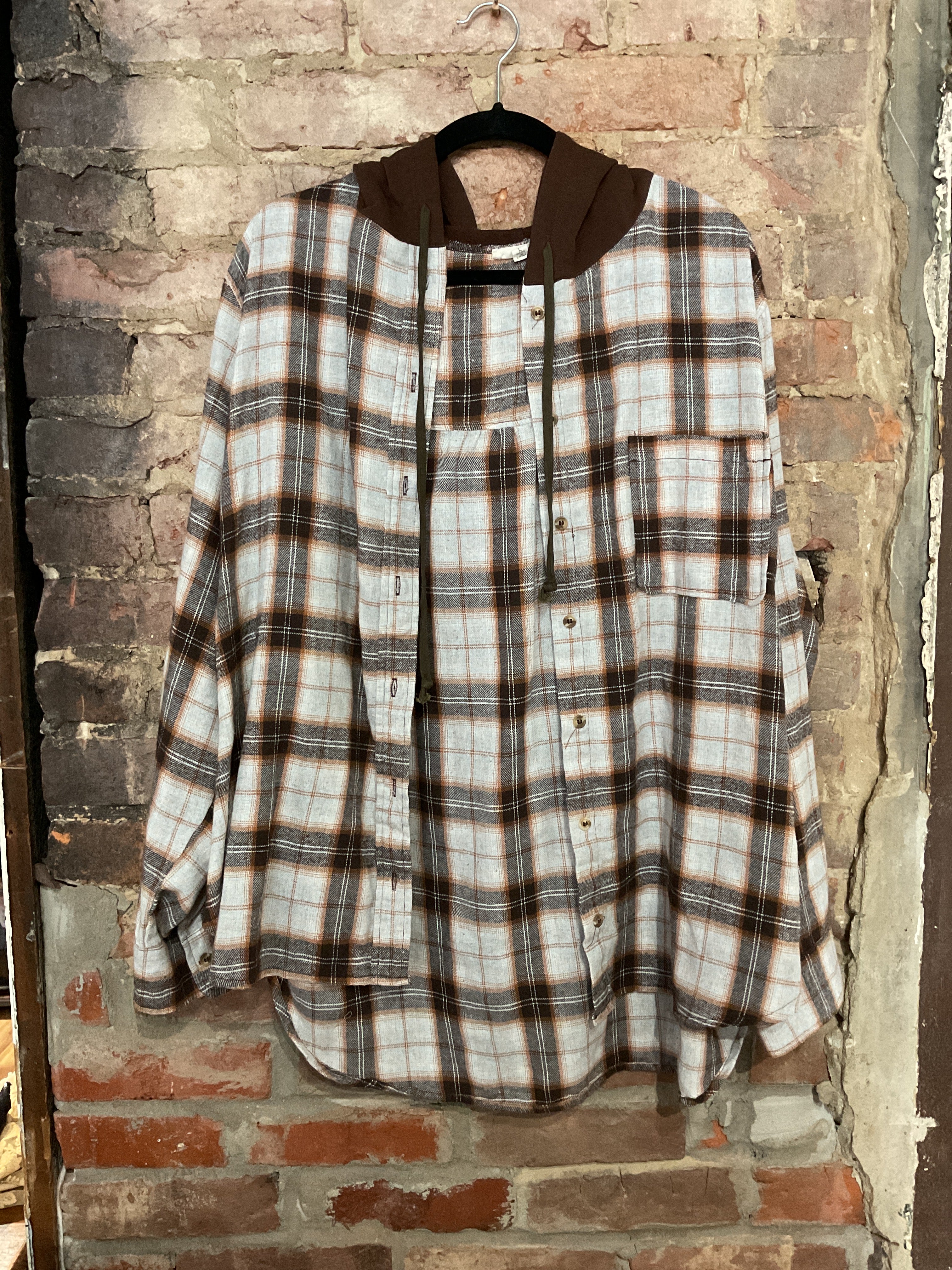 Brown Hooded Flannel