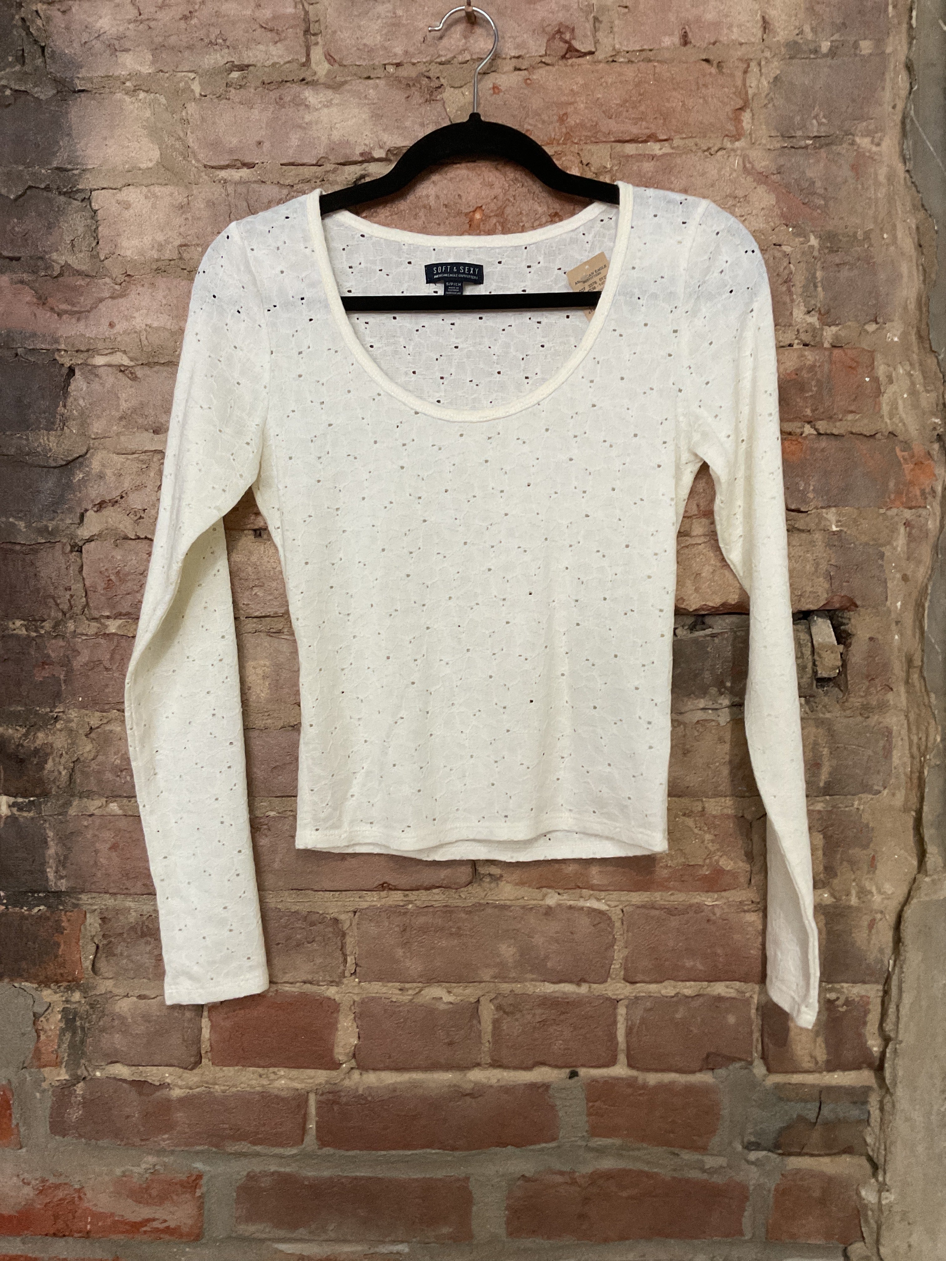 NWT AE Lace Layered Top in Cream - S