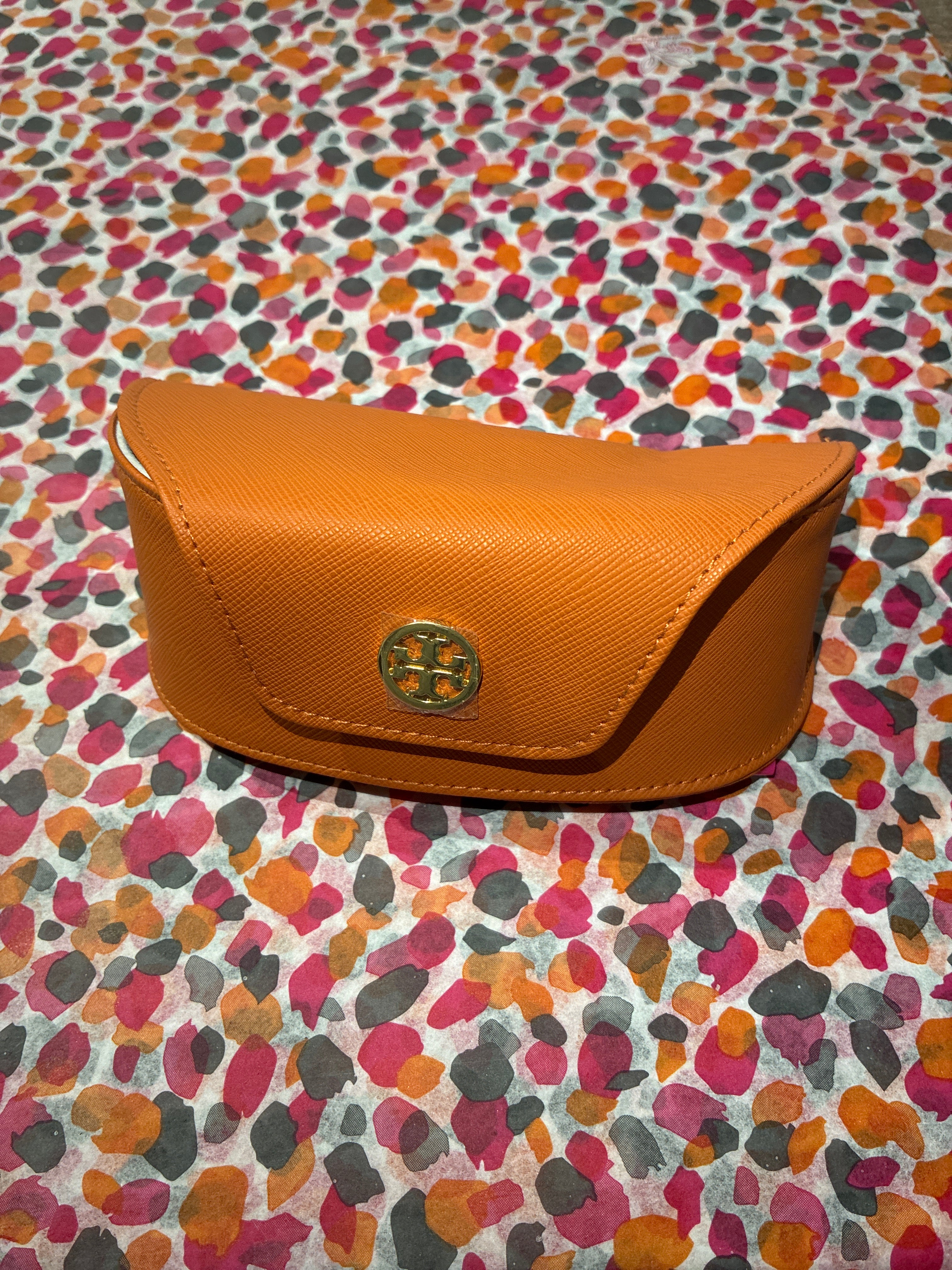 Tory Burch Orange Saffiano Sunglasses Case