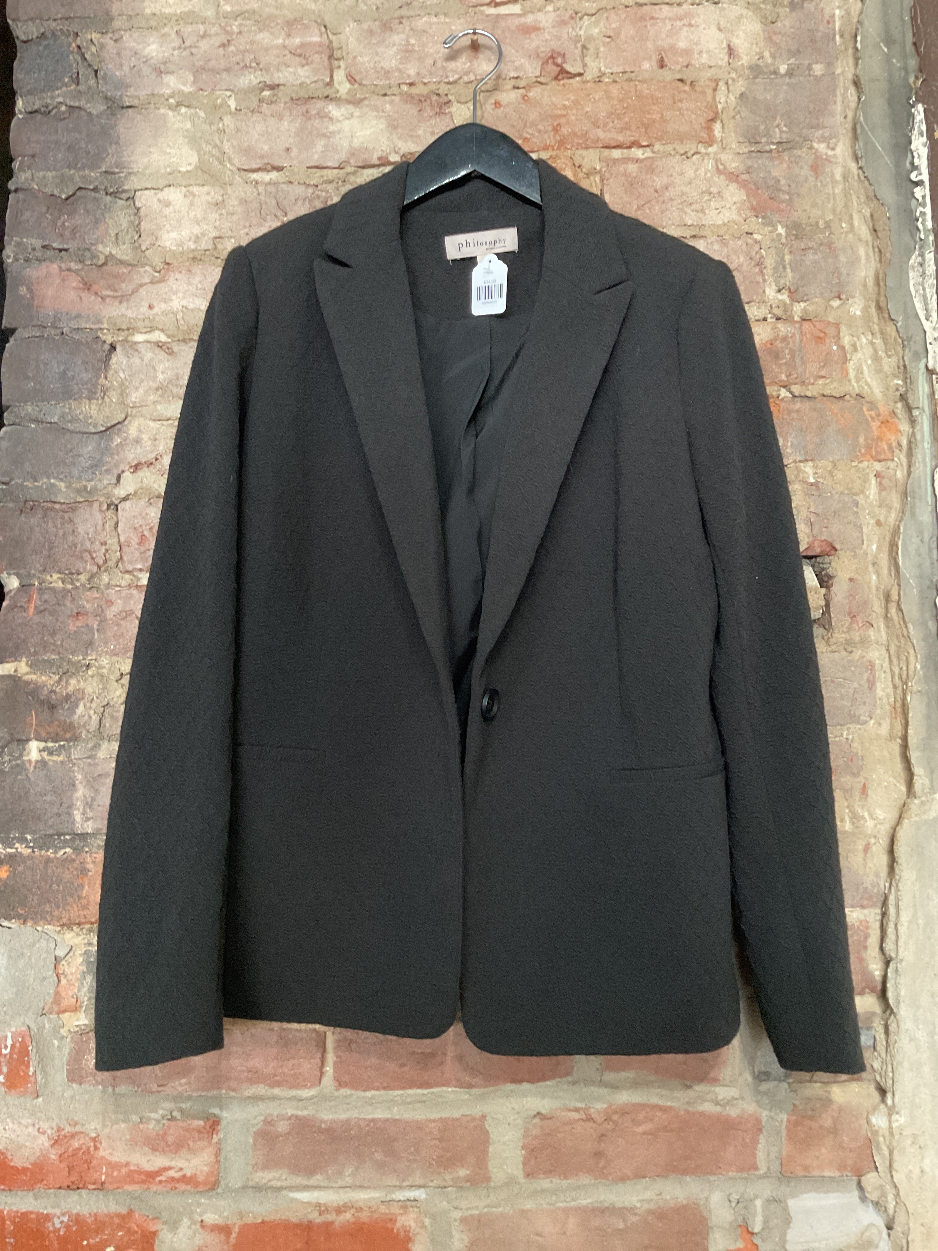 Black Textured Philosophy Blazer - M