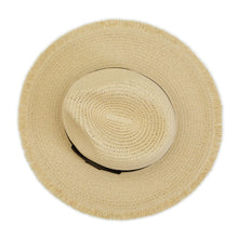 Load image into Gallery viewer, Frayed Straw Hat with Black Grosgrain Ribbon