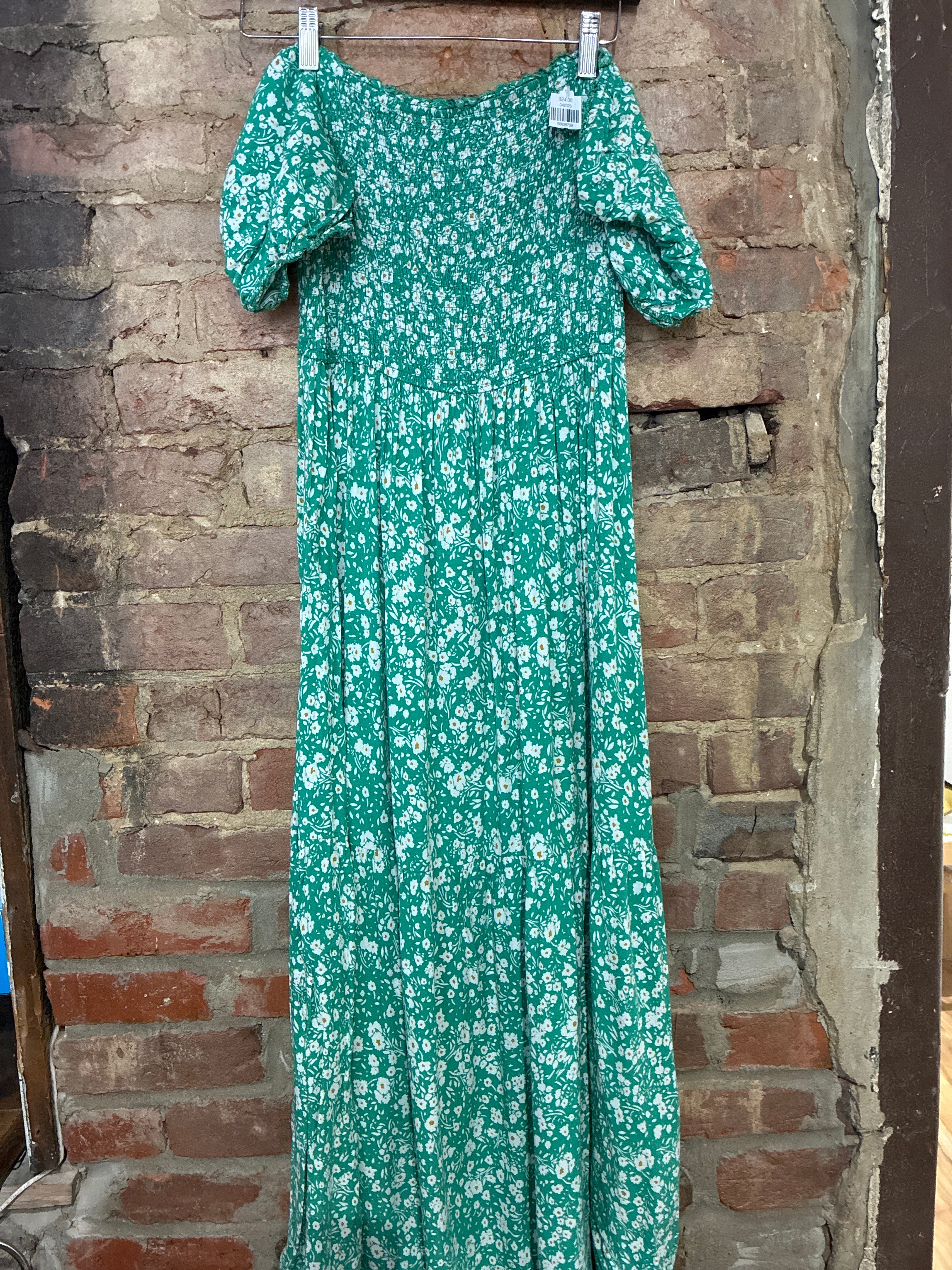 Green & White Floral Maxi Dress