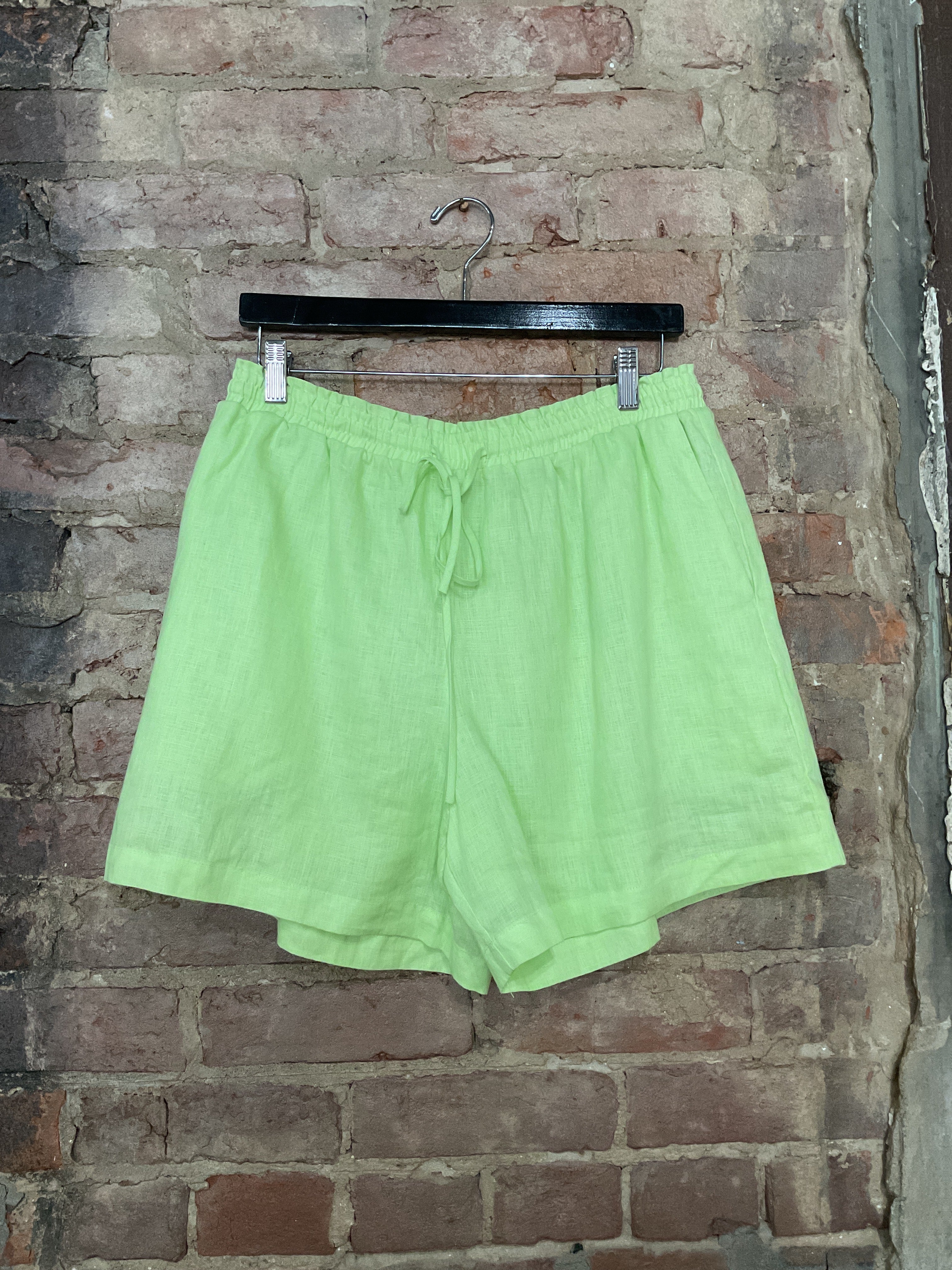 Neon Lime Linen Shorts L