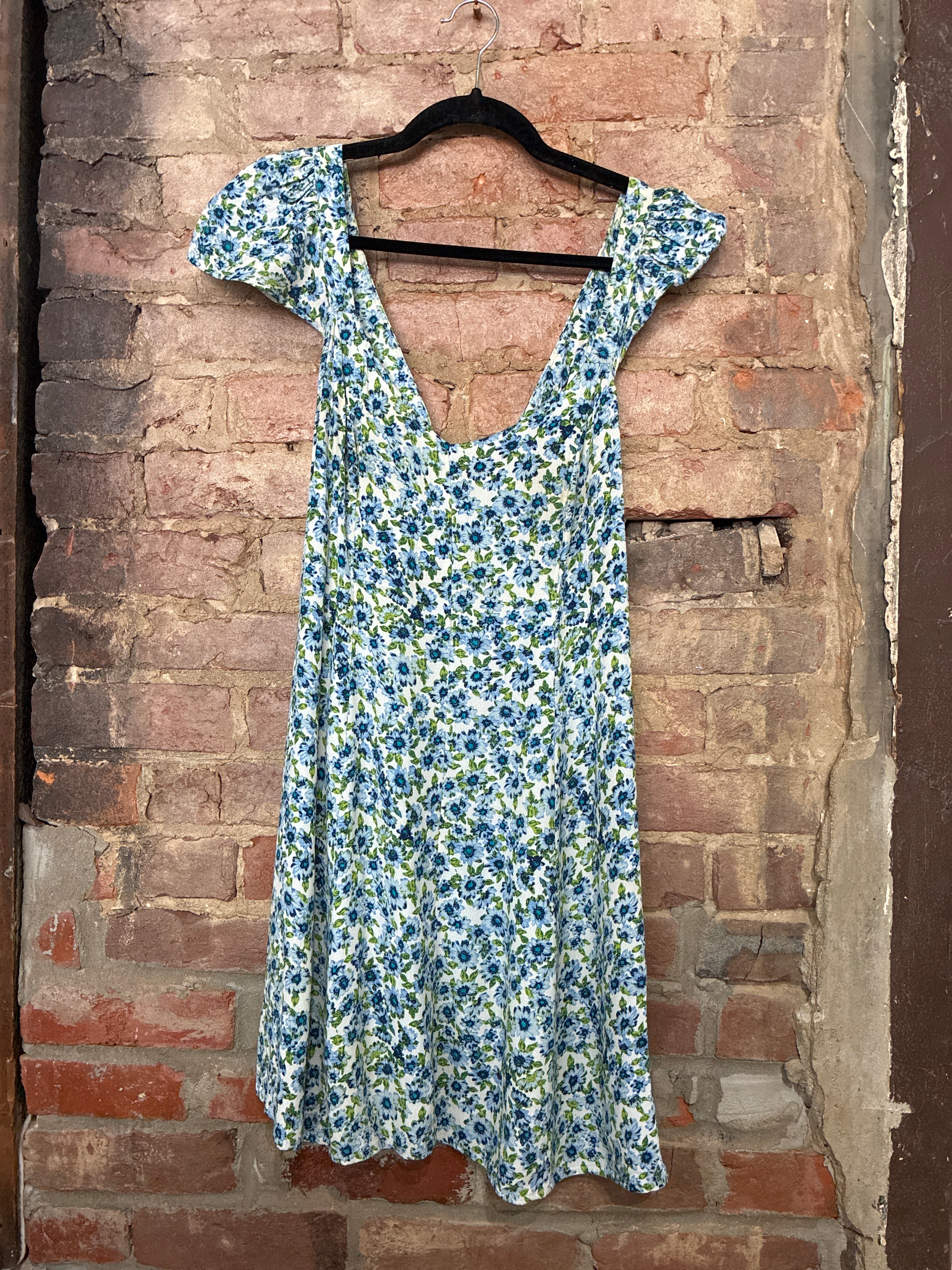 Blue Floral Mini Sundress - M