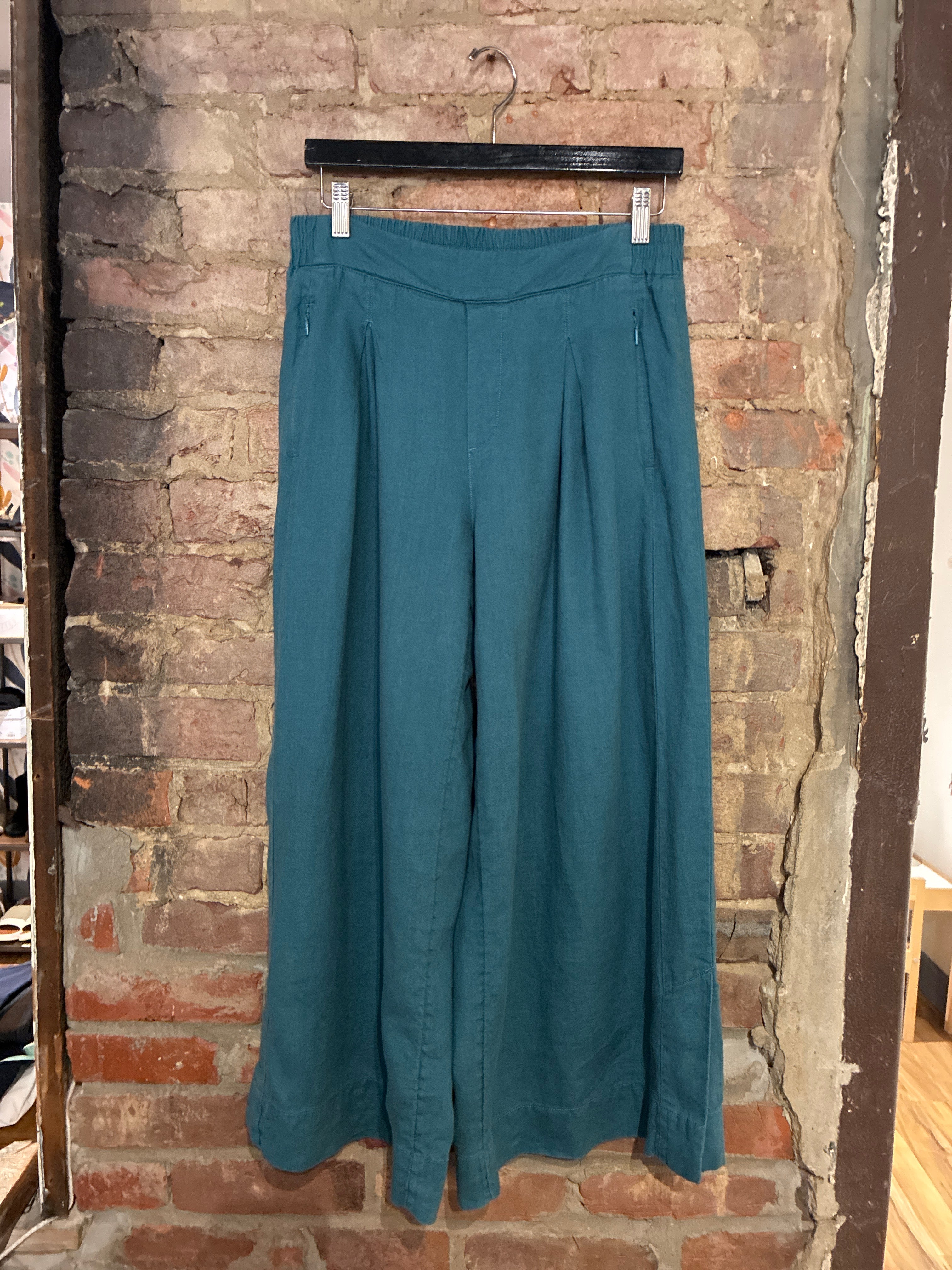 Playa Linen Wide Crop Pant Teal