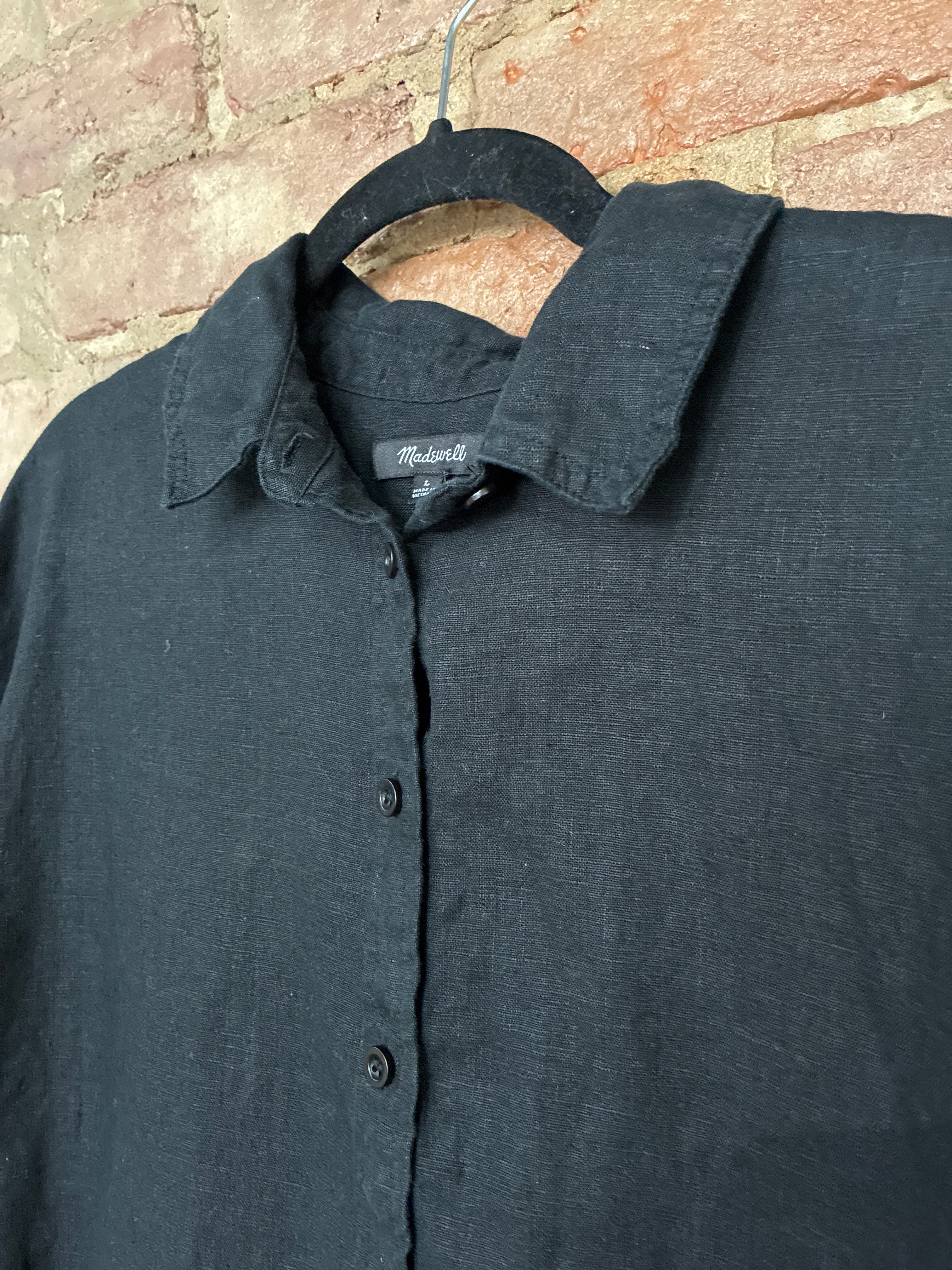 Madewell Black Linen Blouse