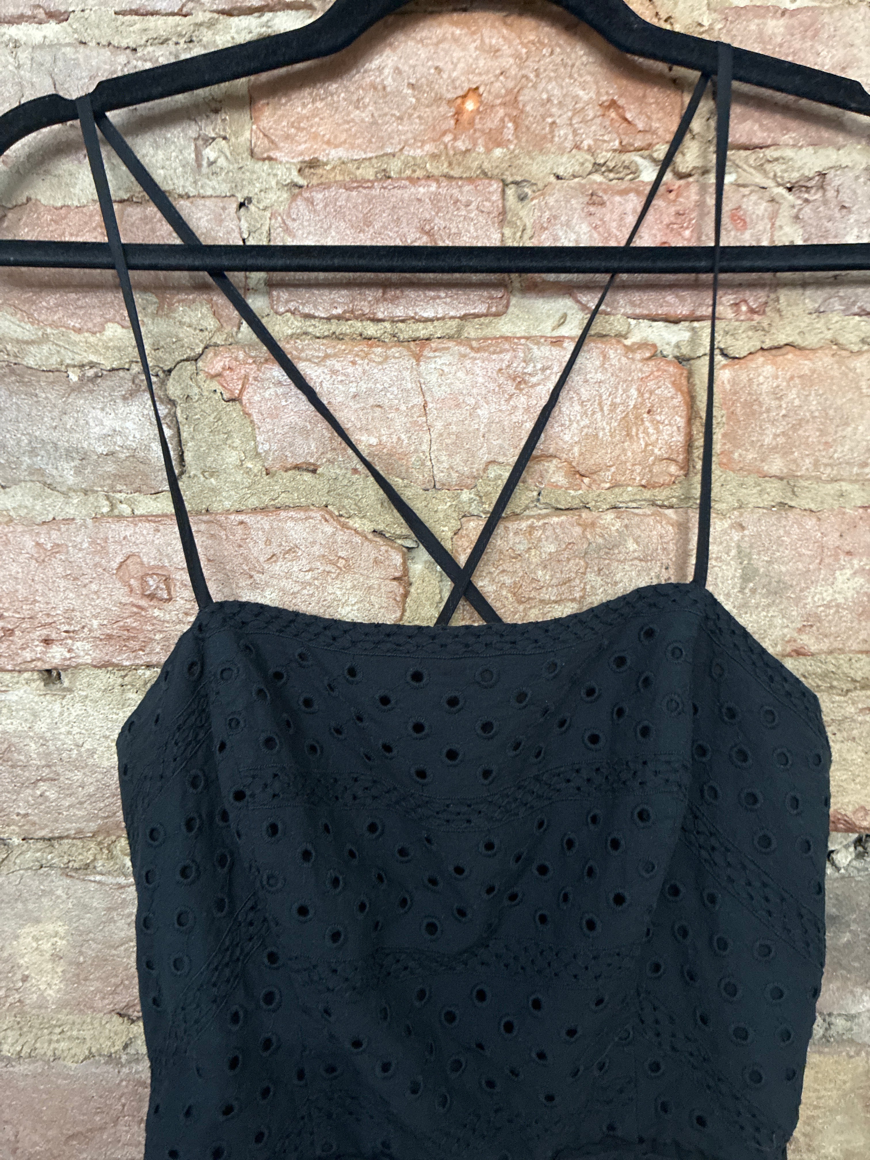 Urban Black Eyelet Tie Back Dress