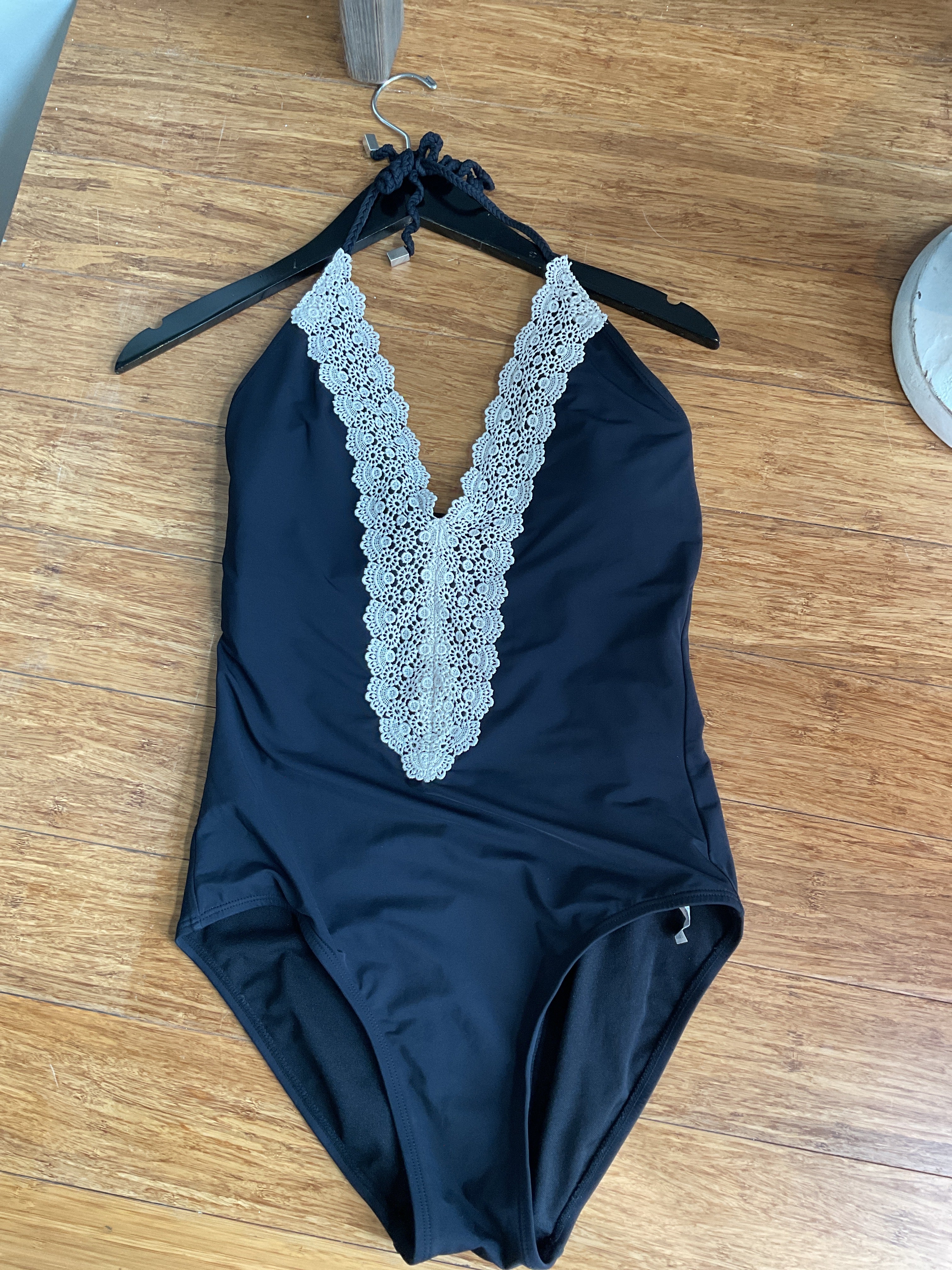 WHBM Lace Trim One Piece Swim - Small