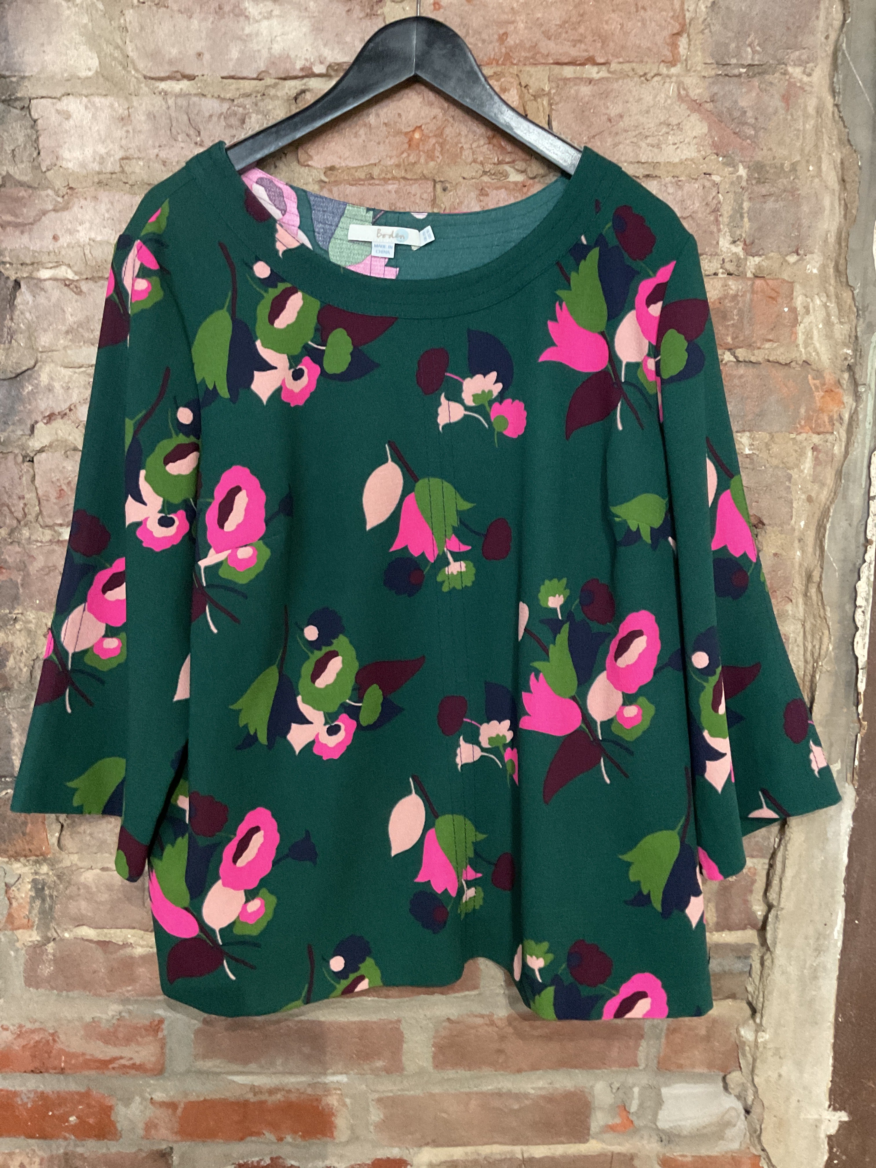 Boden Green Floral Round Neck Top 16