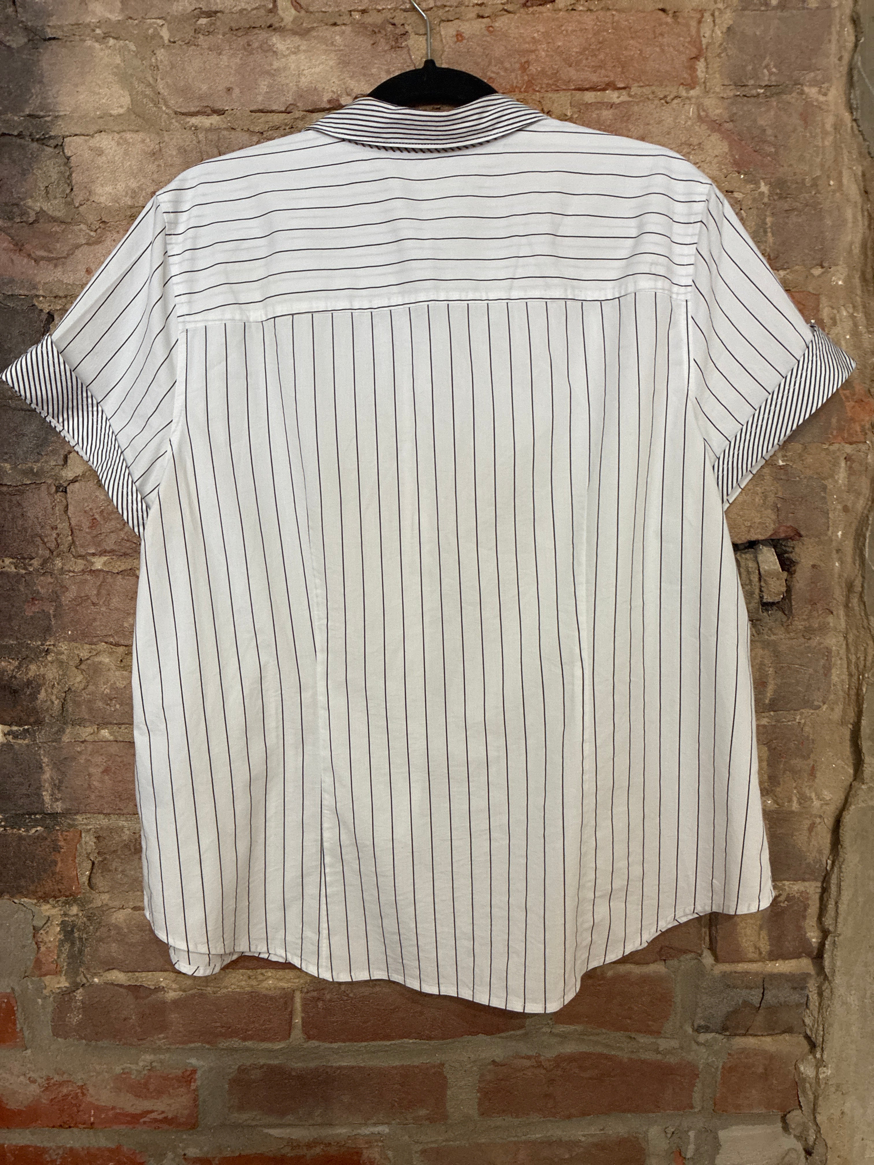Pinstripe Short Sleeve Button Up XL