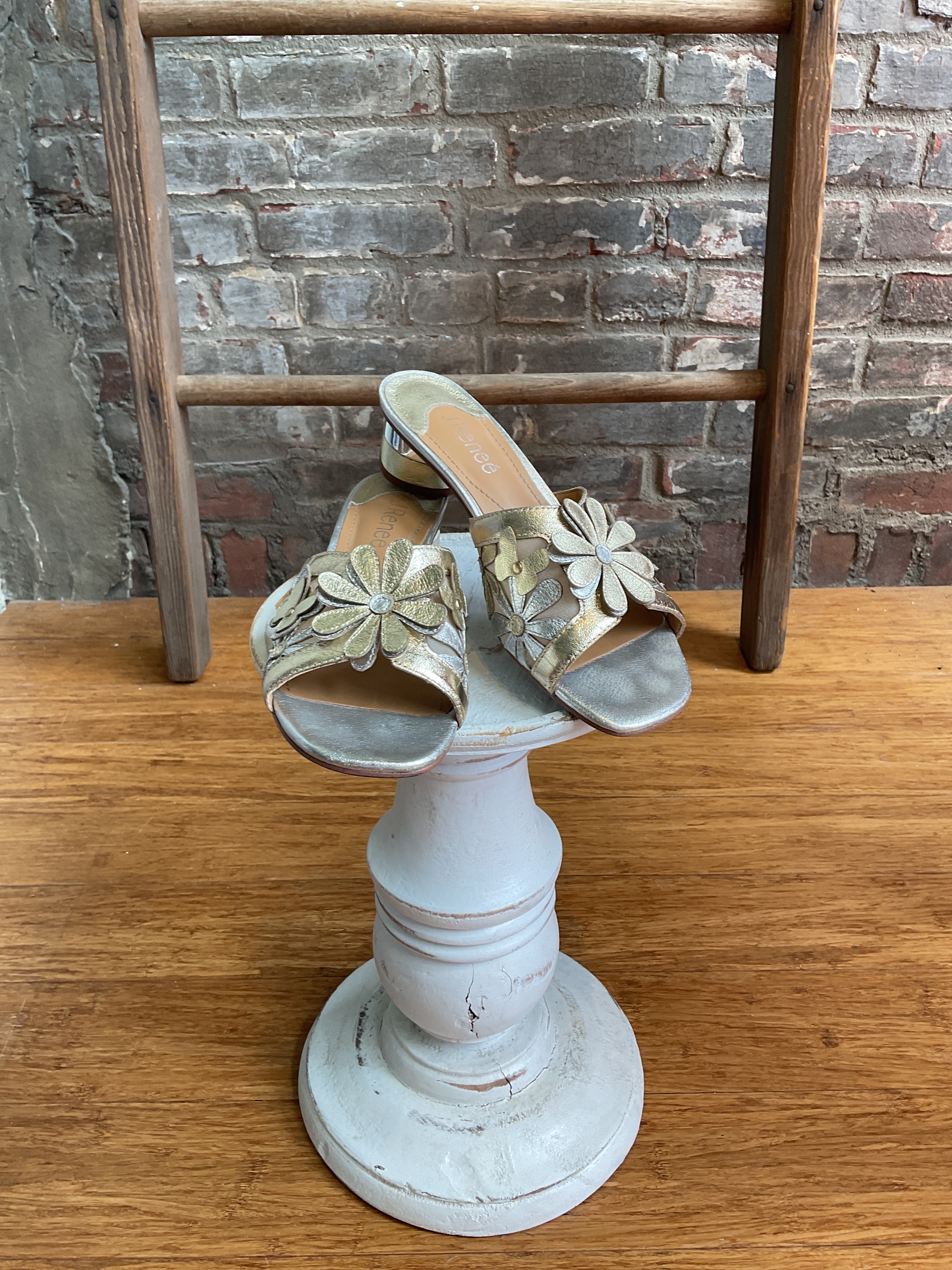 J Renee Metallic Floral Sandals - 7