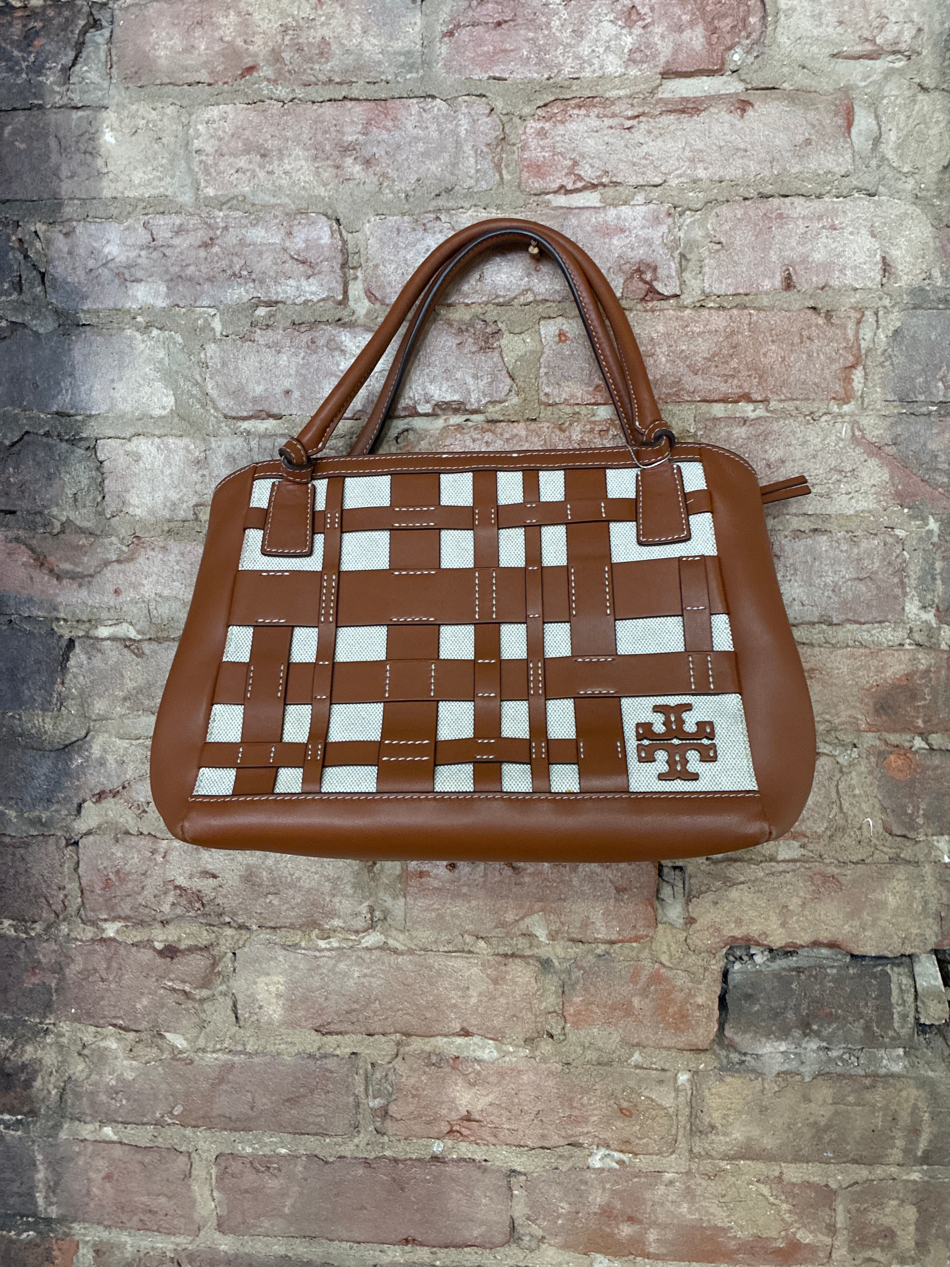 Tory Burch McGraw Canvas Woven Satchel
