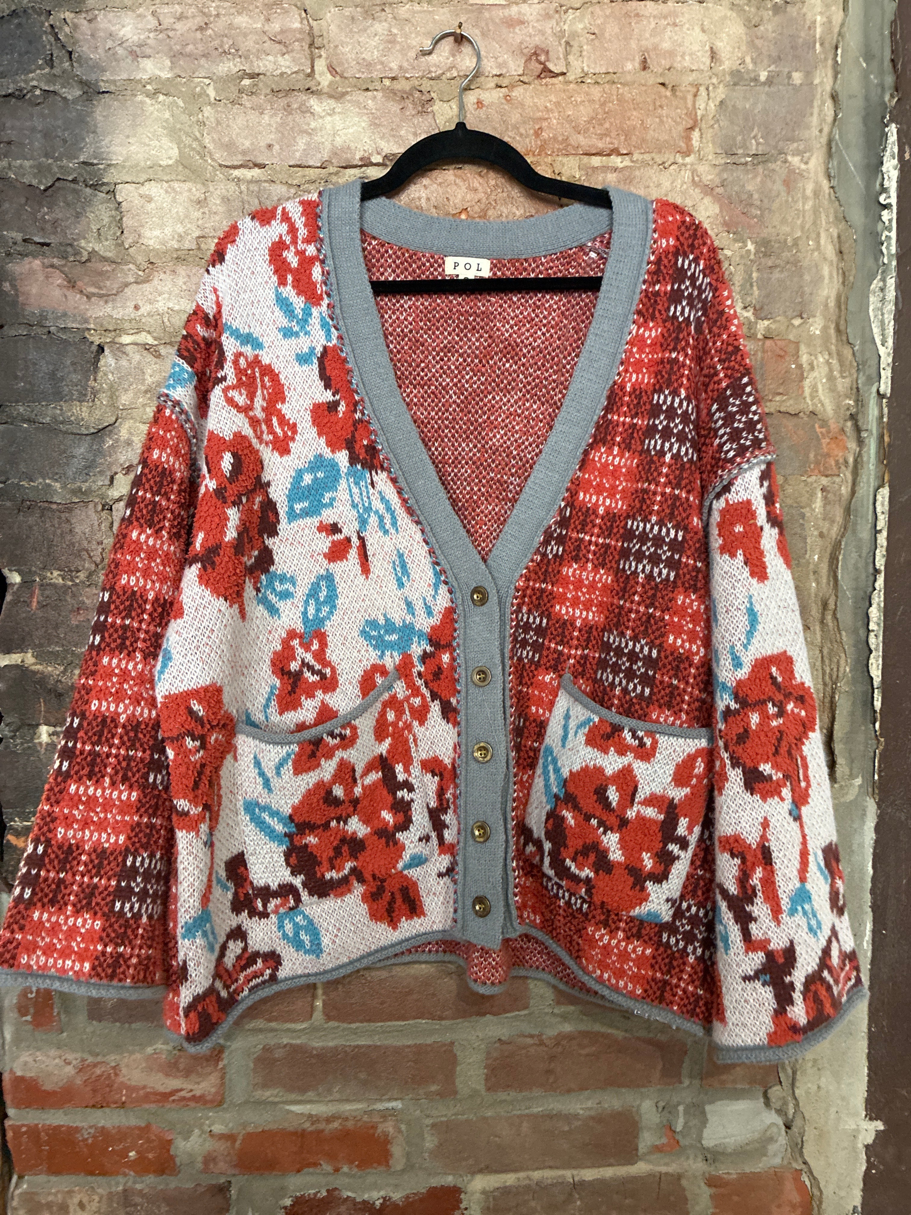 POL Orange and White Plaid Jacket S