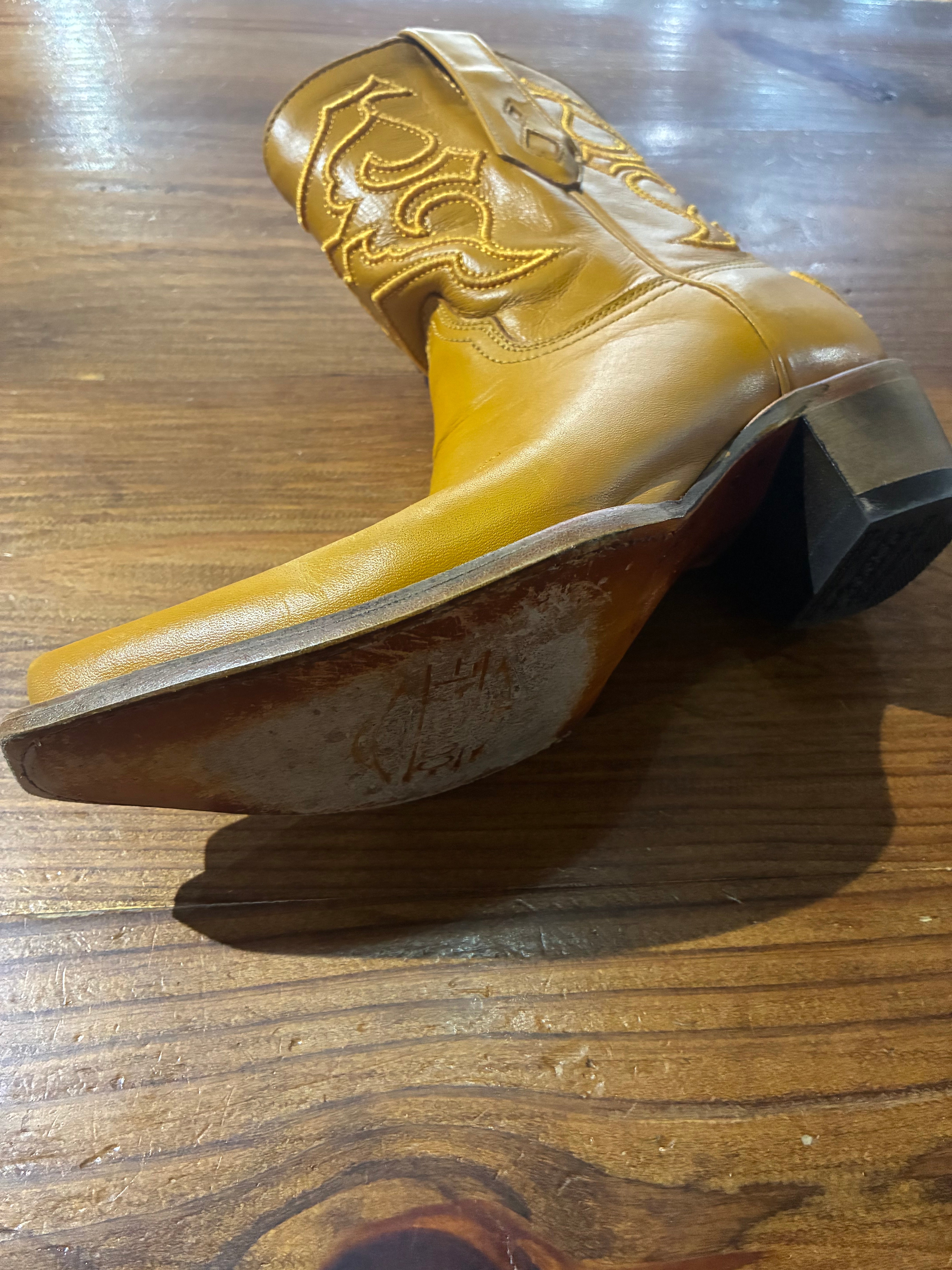 CORAL Mustard Embroidered Ankle Boot