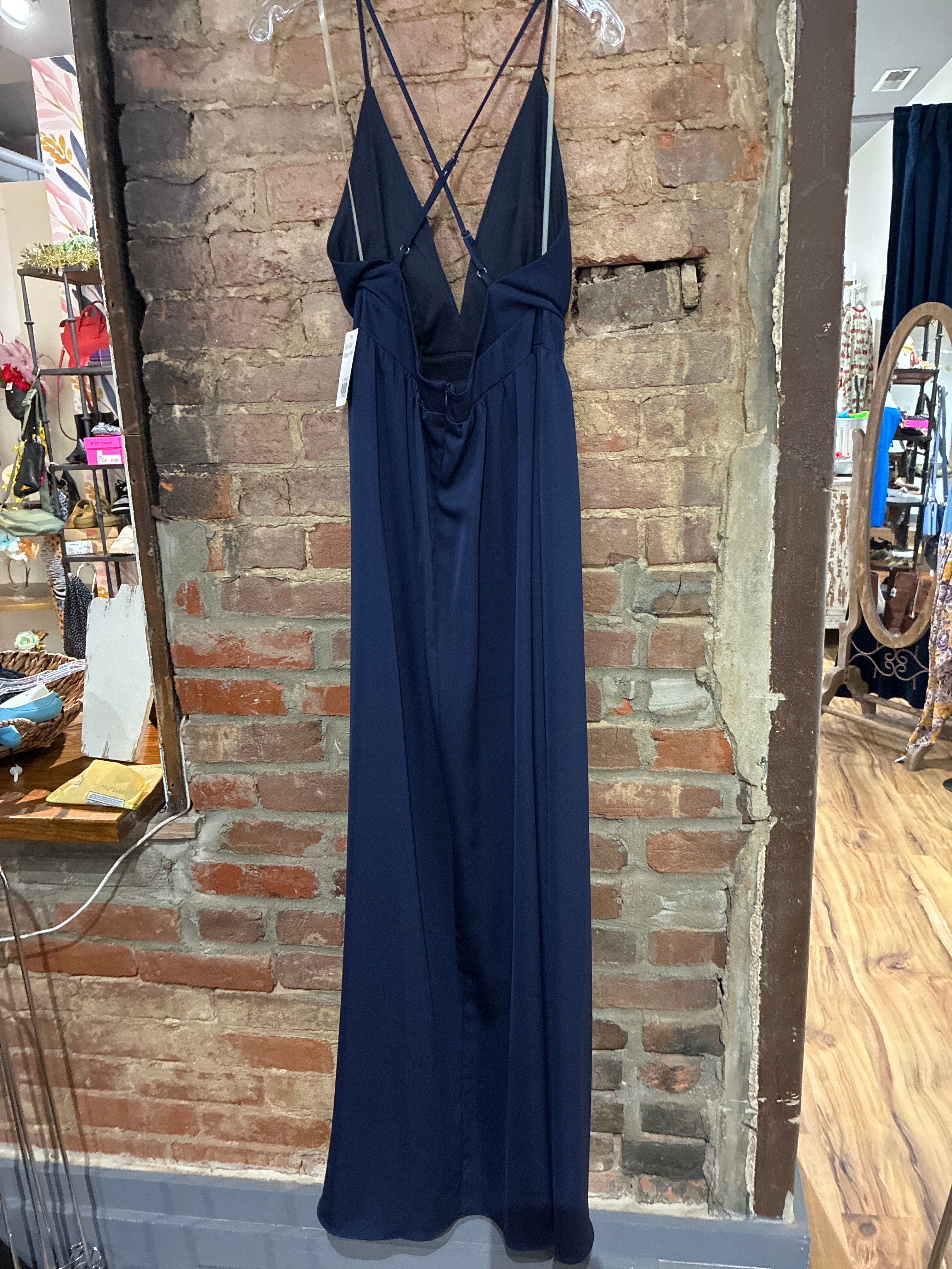 Navy Silk Celine Gown