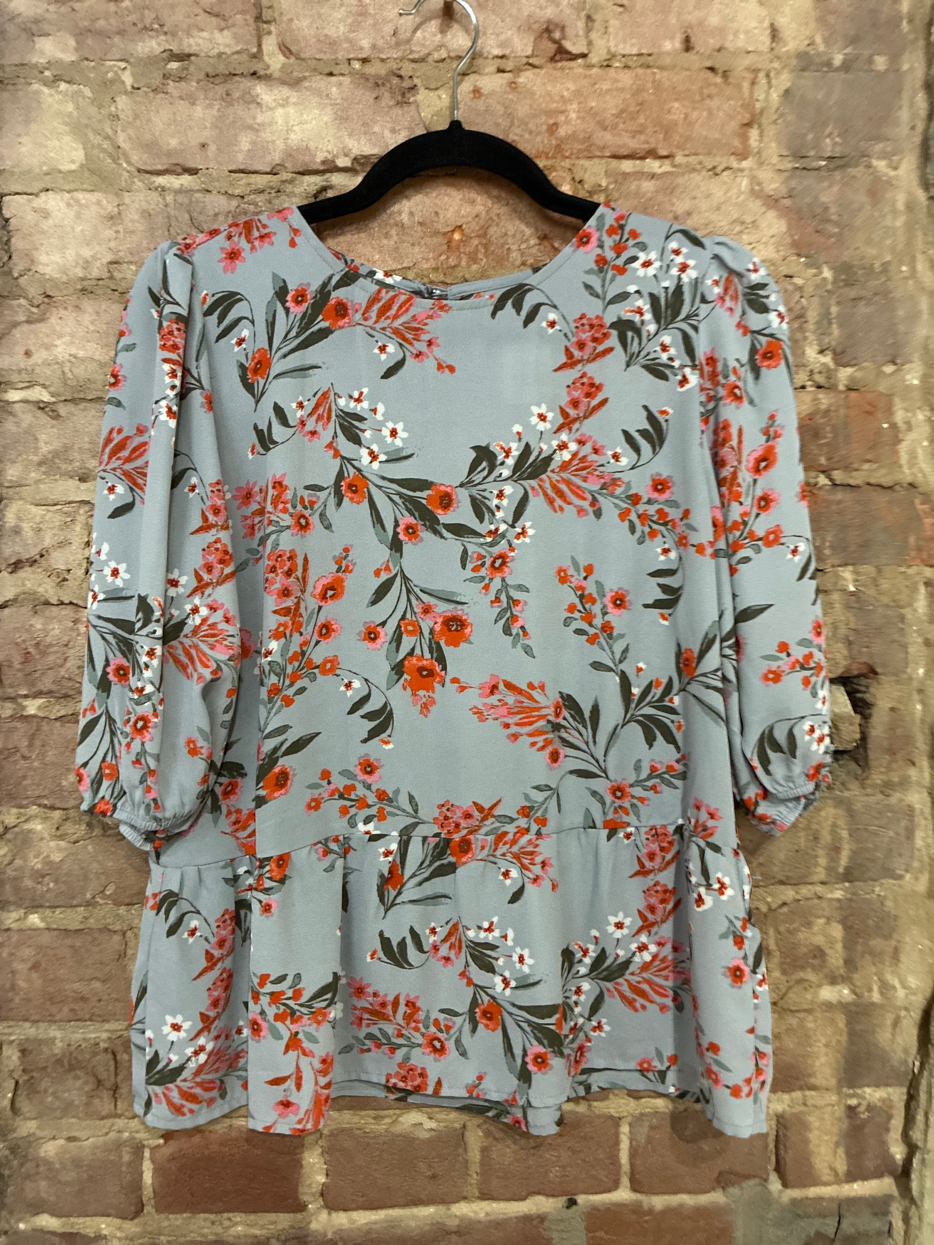 Grey Floral Blouse S