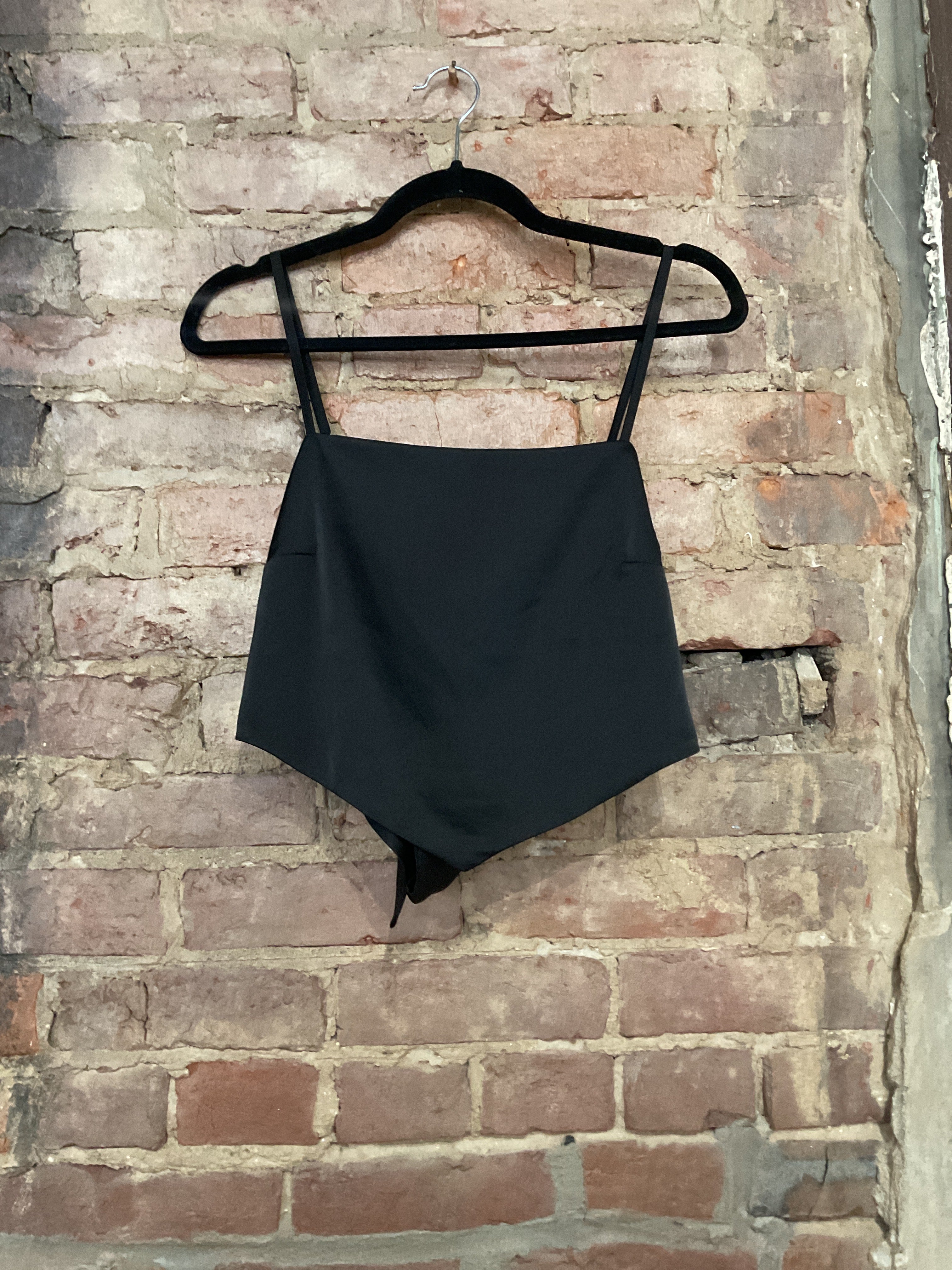 Gianni Binni Satin Black Tie Back Top