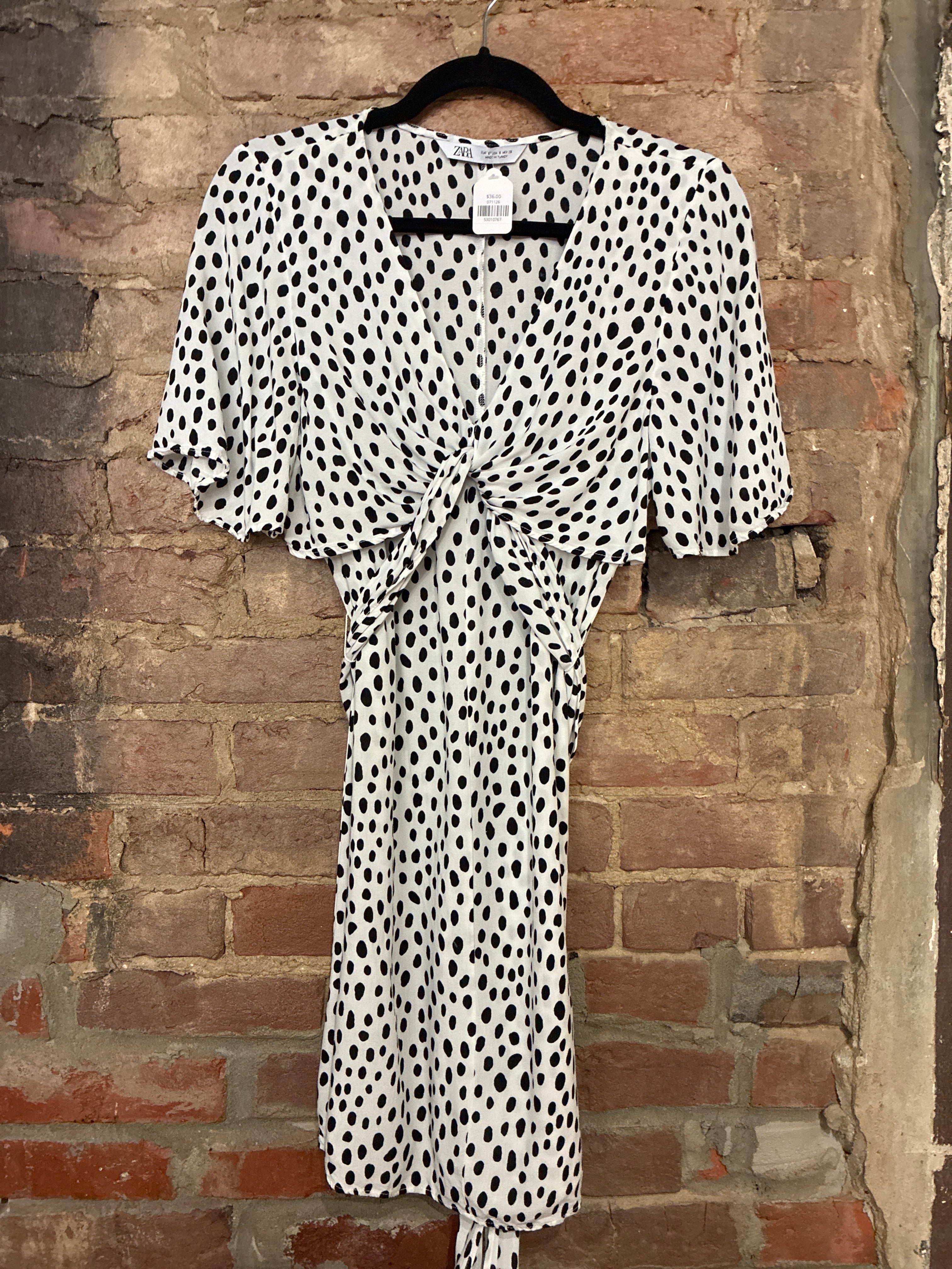 ZARA Polka Dot Tie Dress S