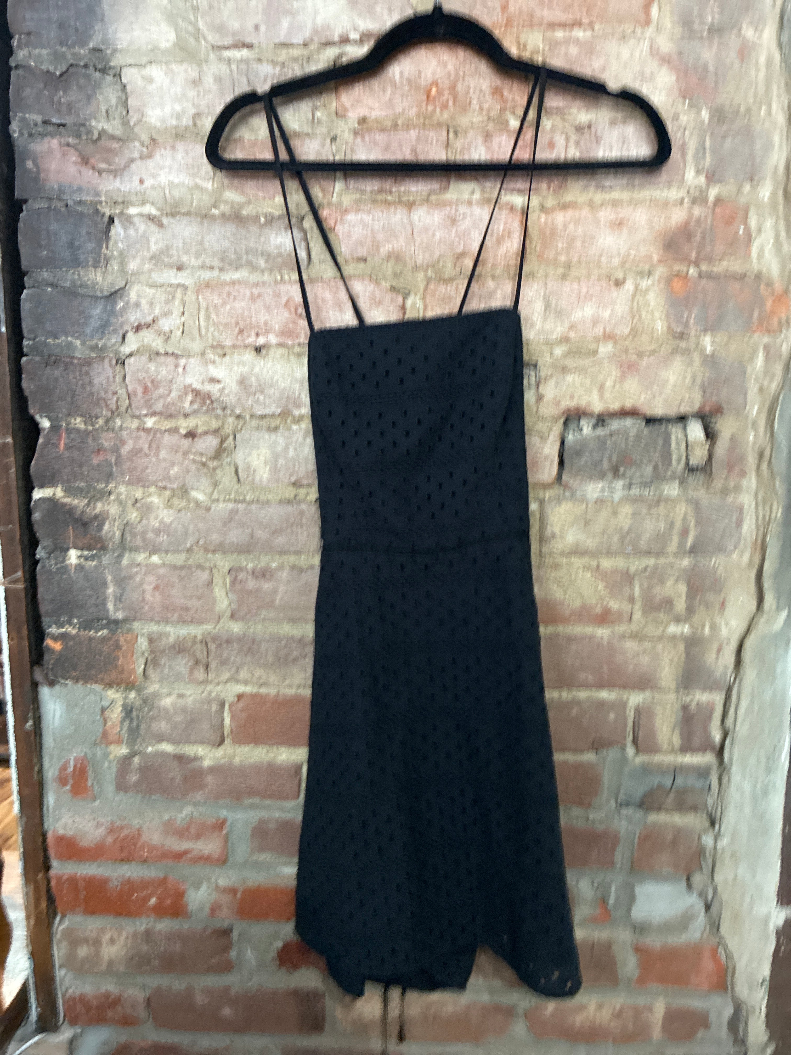 Urban Black Eyelet Tie Back Dress