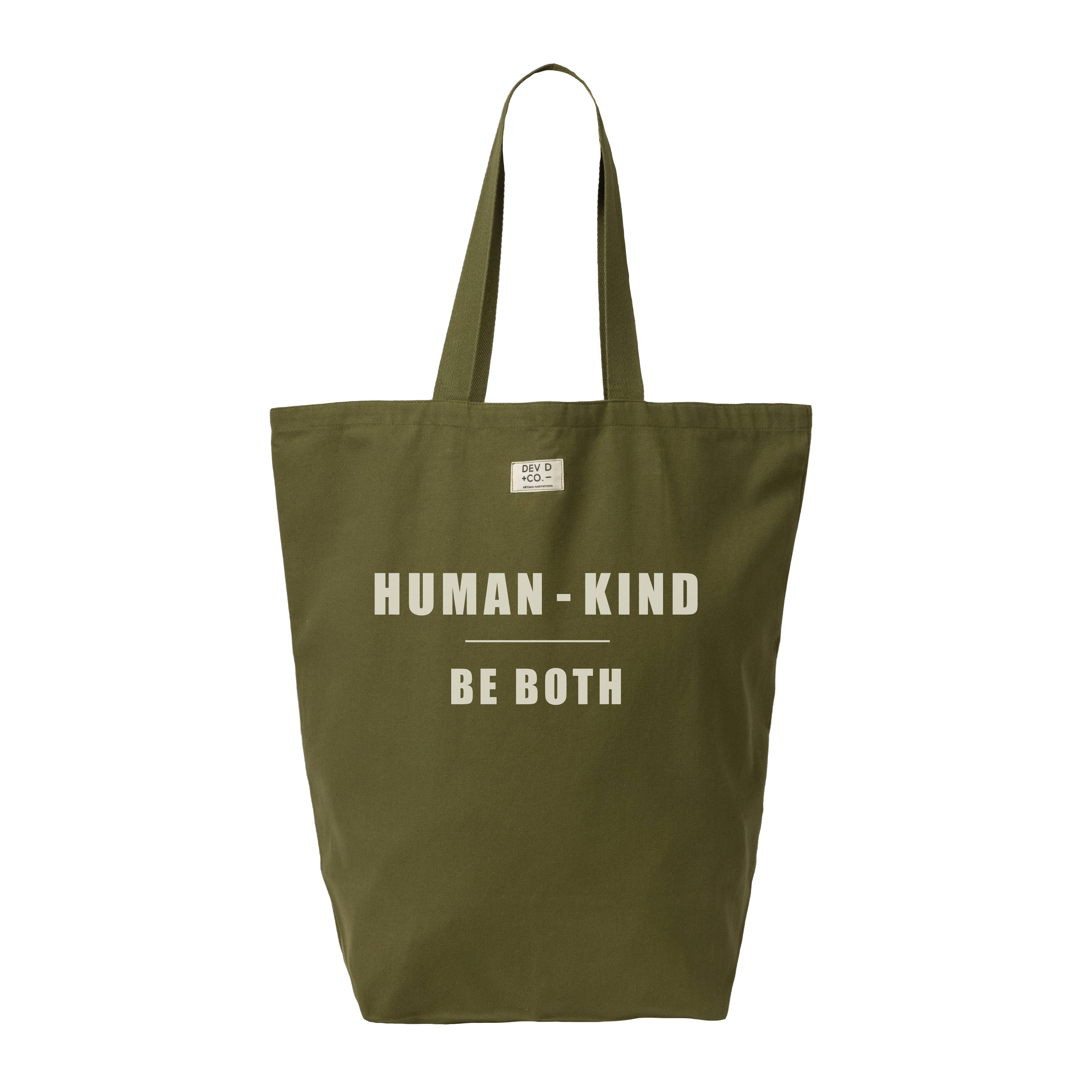 Human Kind - Canvas Tote Bag with Pocket - Large Tote