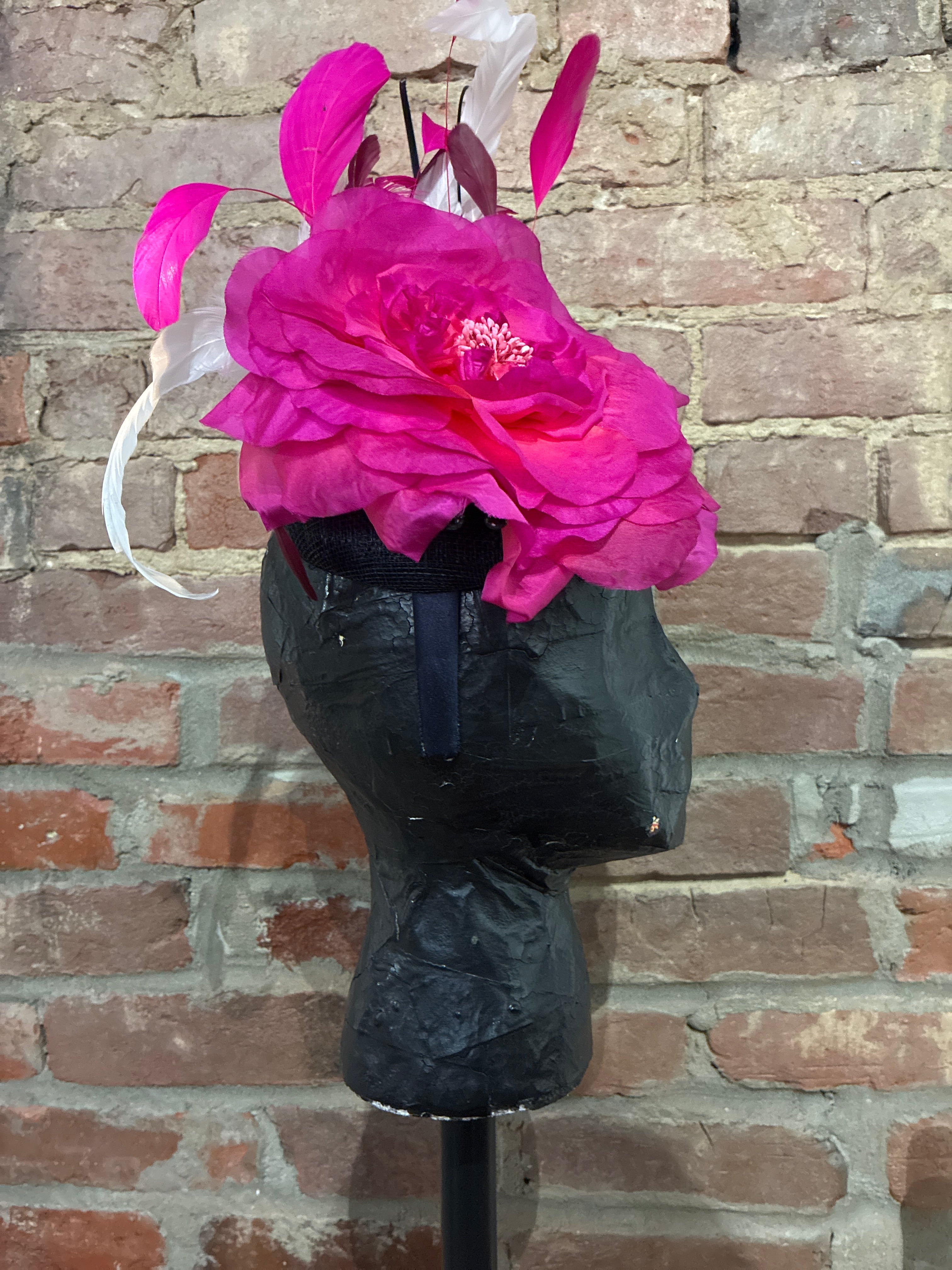 One of a Kind Fucshia and Navy Fascinator