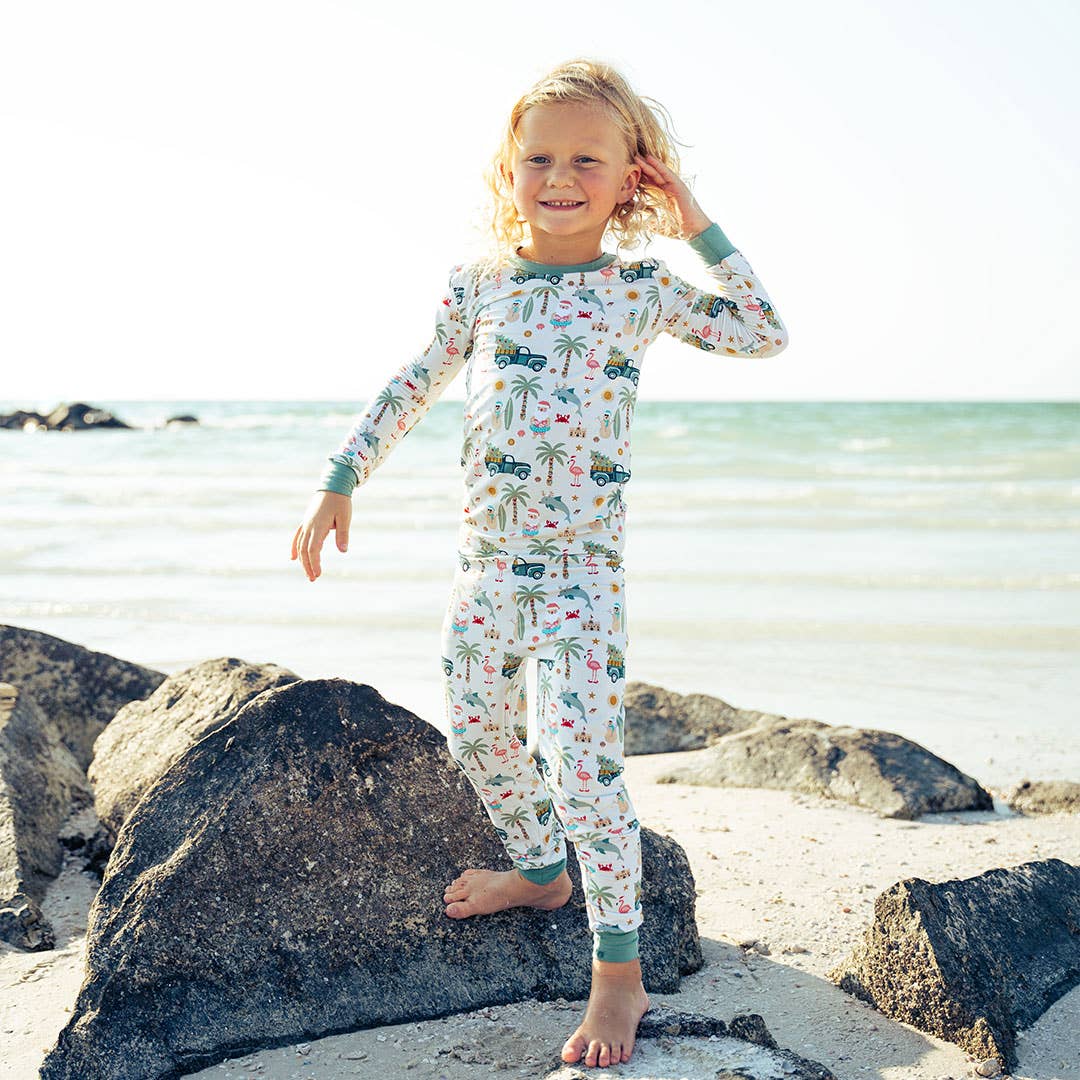 Coastal Christmas Bamboo Long Sleeve Kids Pajama Set