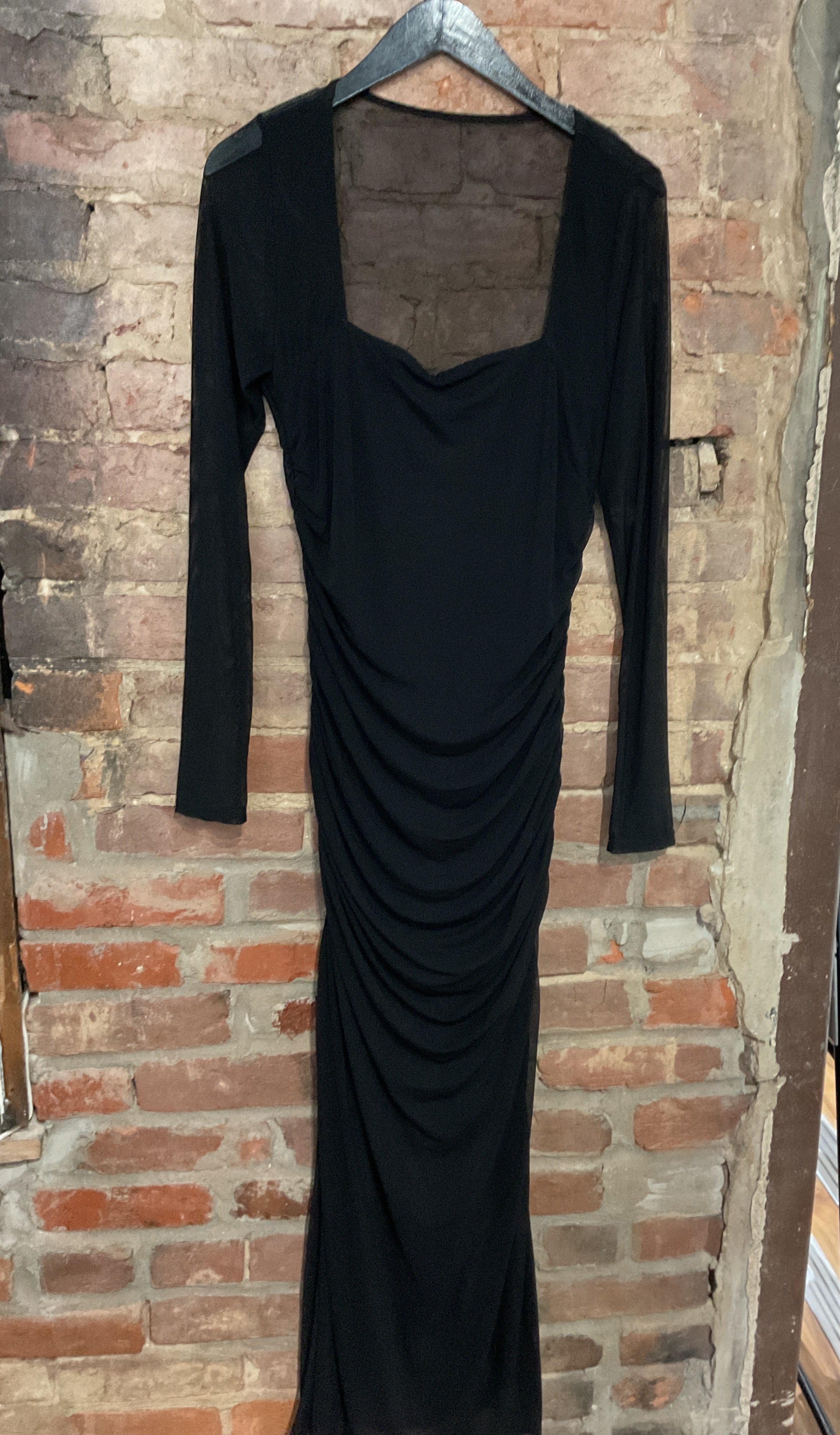Black Maxi Mesh Long Sleeve