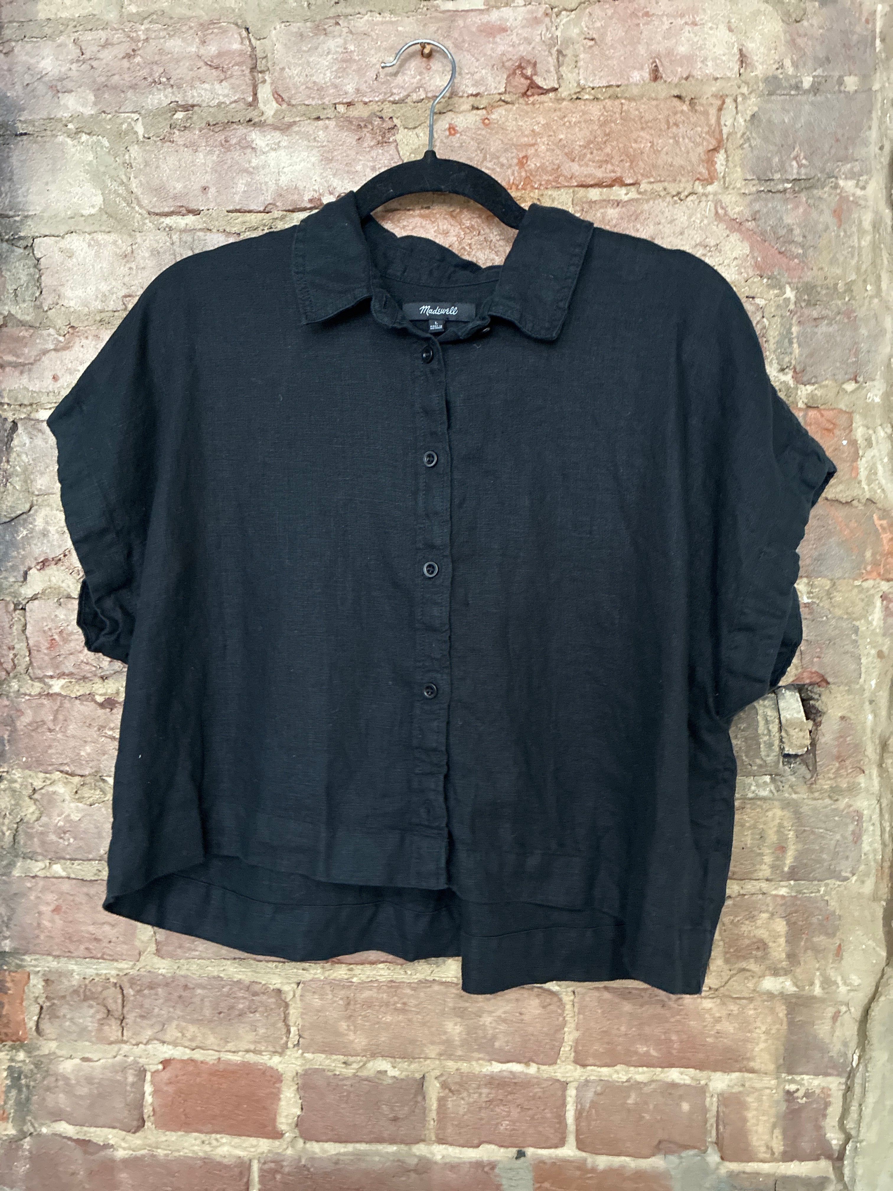 Madewell Black Linen Blouse