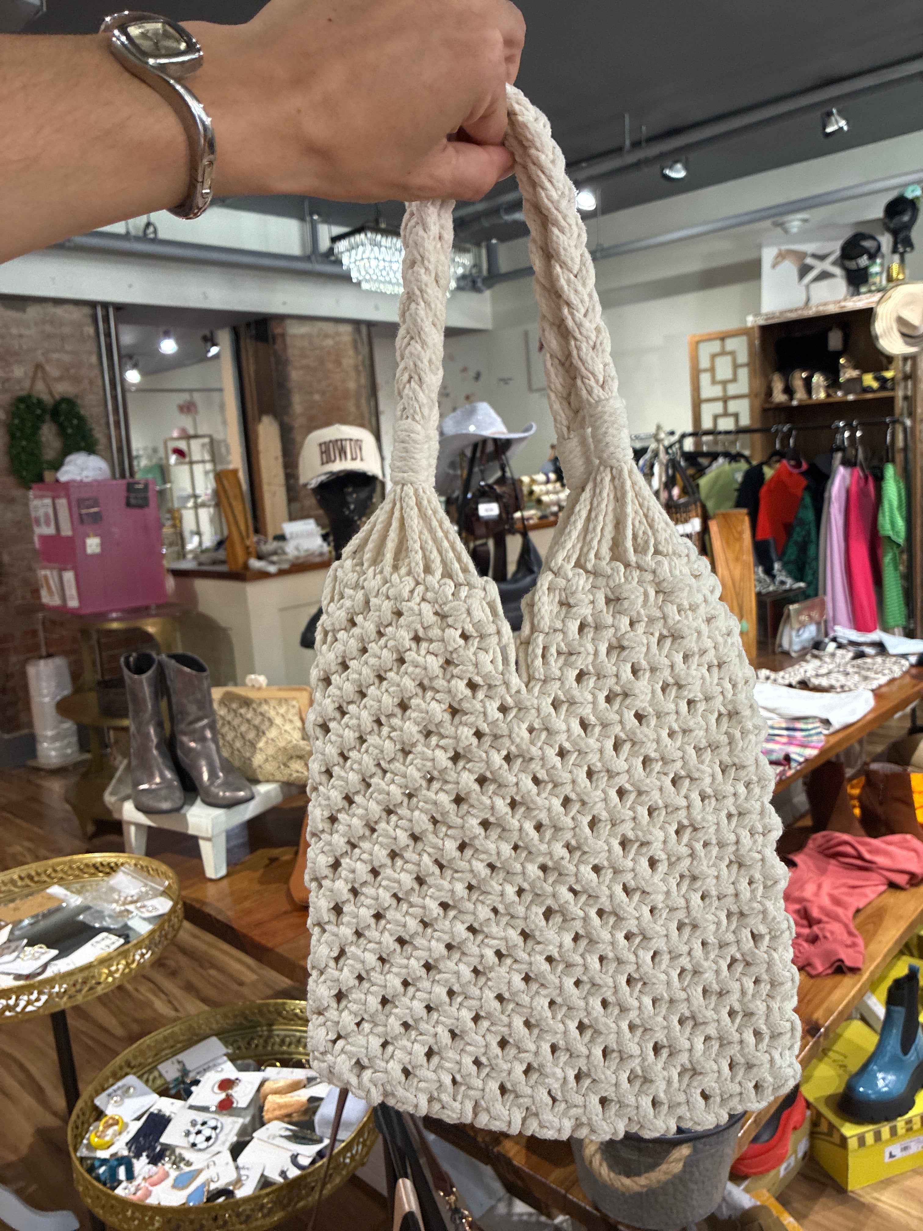 White Crochet Bag