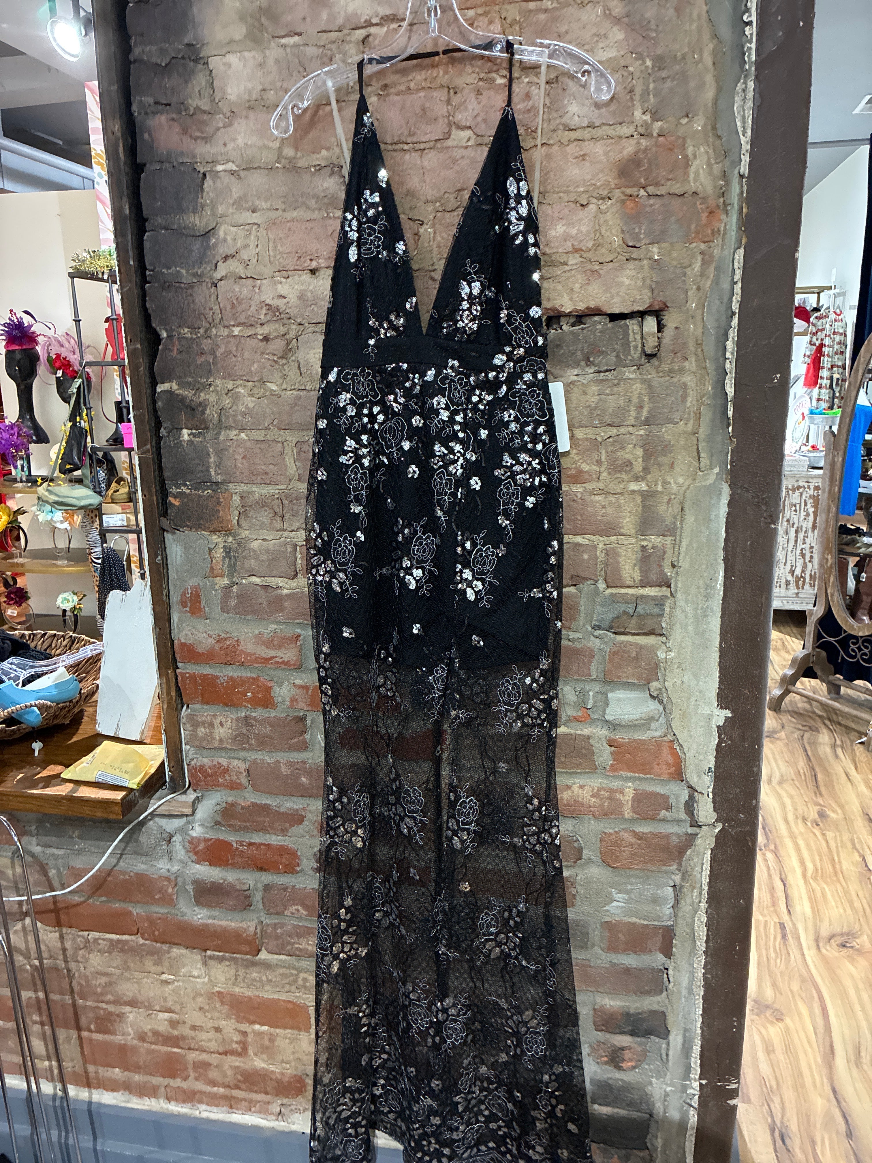 Black Mini-To-Maxi Sequin Gown