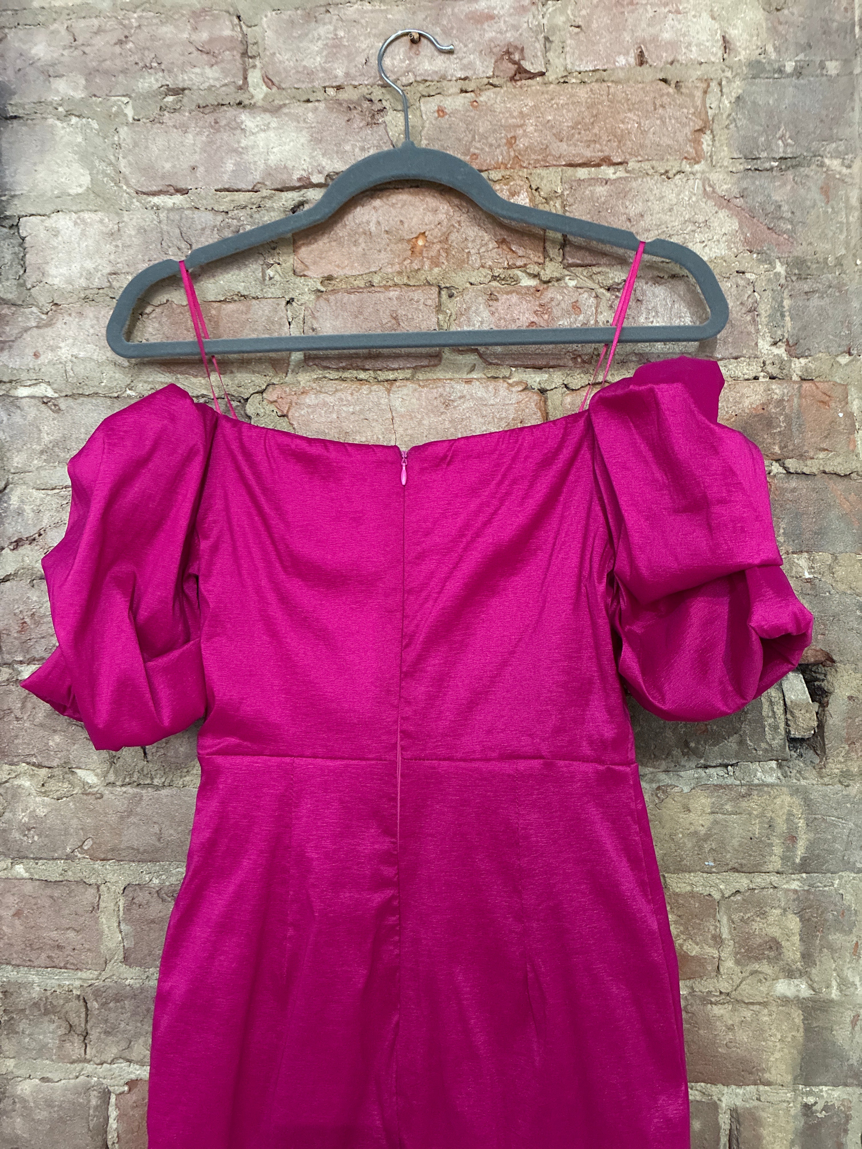Off the Shoulder Fucshia Mini Dress