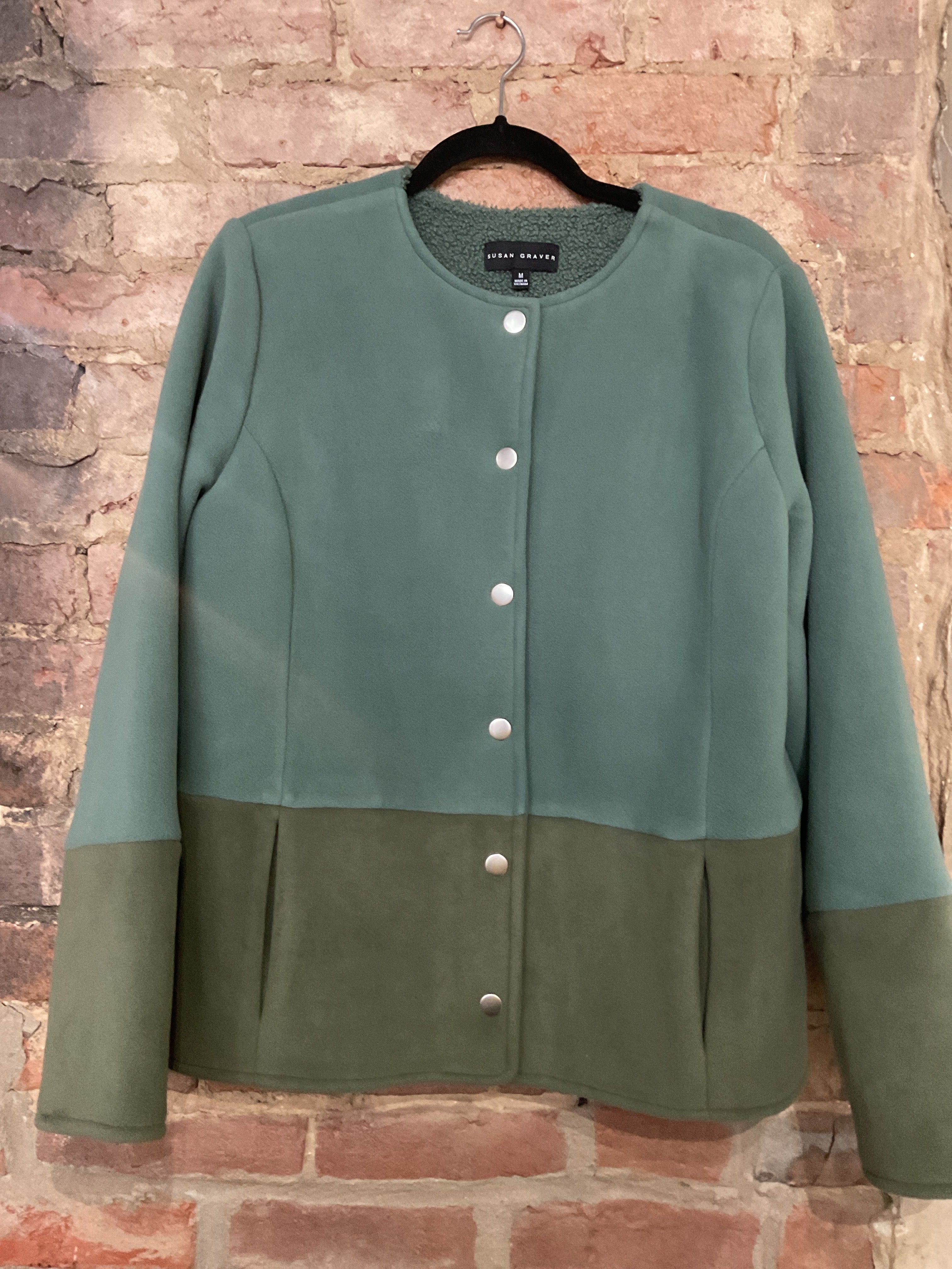 Seafoam & Green Sherling Colorblocked Jacket M