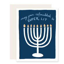 Load image into Gallery viewer, Super Lit Hanukkah | Happy Hanukkah Card | Menorah Card
